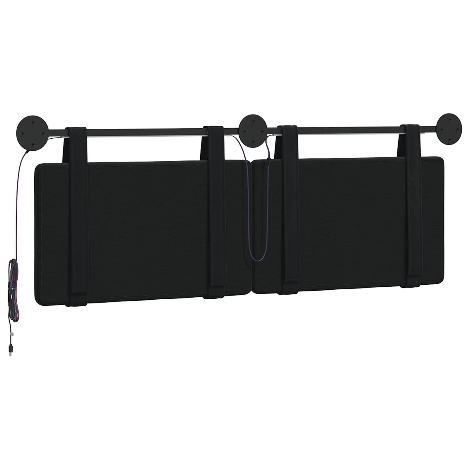 Tête de lit suspendue Avec lumière LED Noir Velours - XIOS