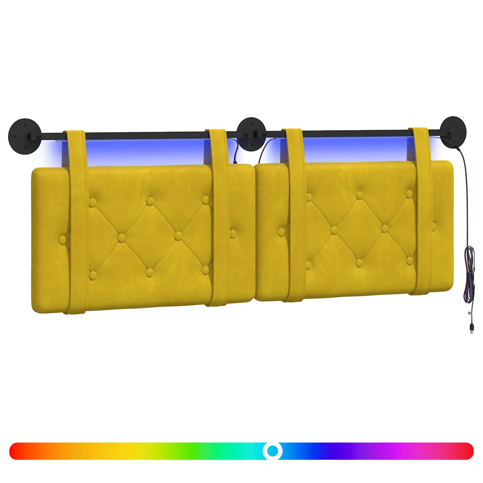 Tête de lit suspendue Avec lumière LED Jaune Velours - XIOS