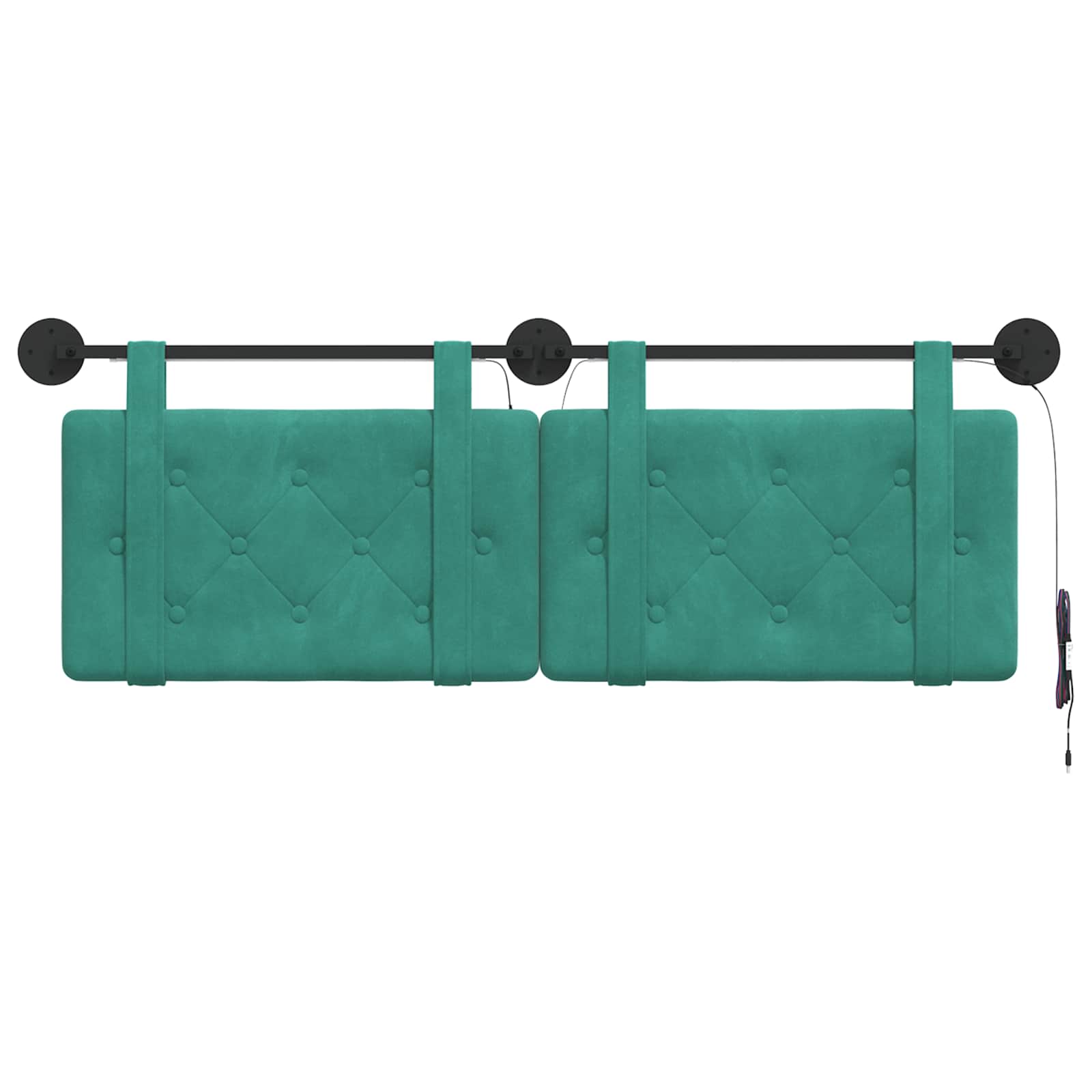 Tête de lit suspendue Avec lumière LED Turquoise Velours - XIOS