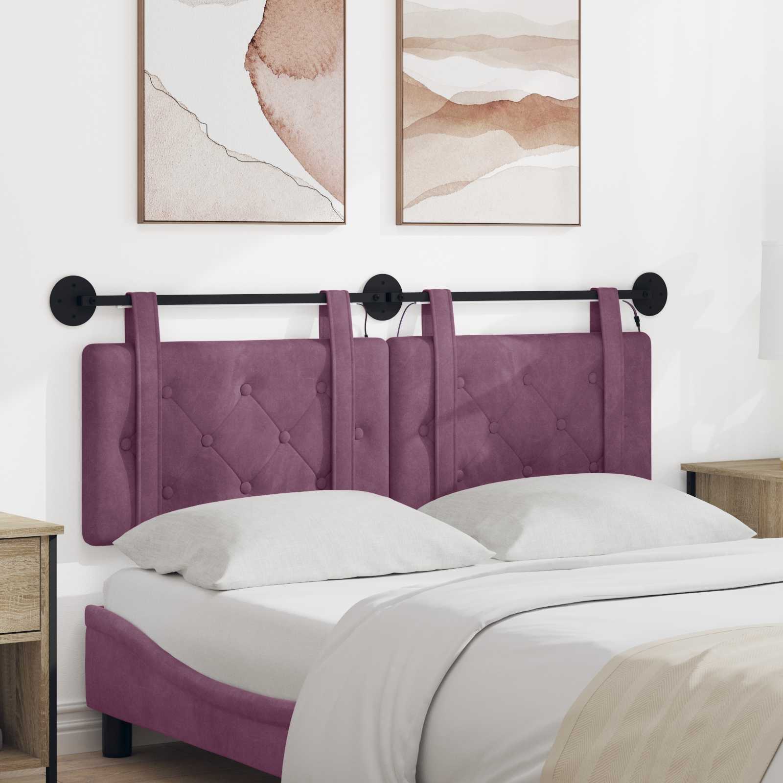 Tête de lit suspendue Avec lumière LED Pourpre Velours - XIOS