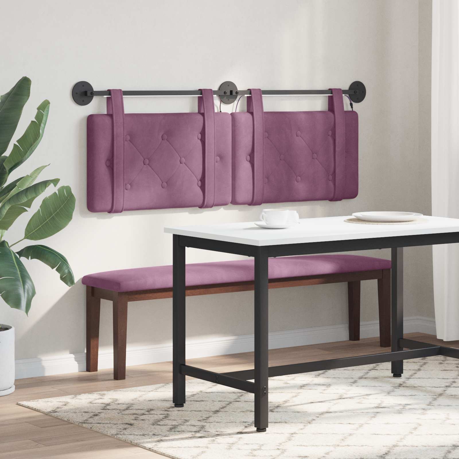 Tête de lit suspendue Avec lumière LED Pourpre Velours - XIOS