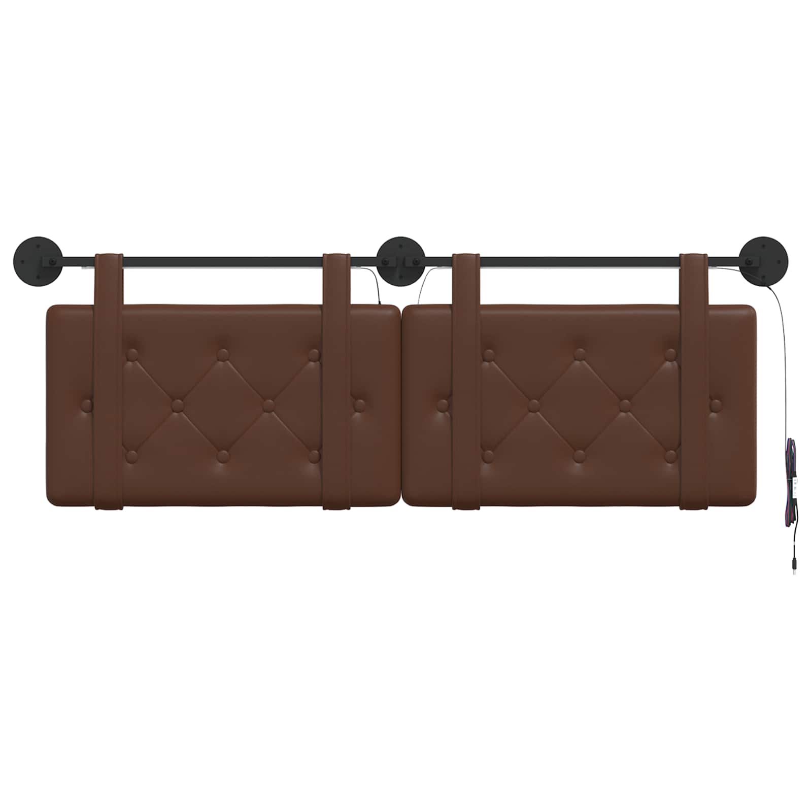 Tête de lit suspendue Avec lumière LED Marron Simili cuir - XIOS