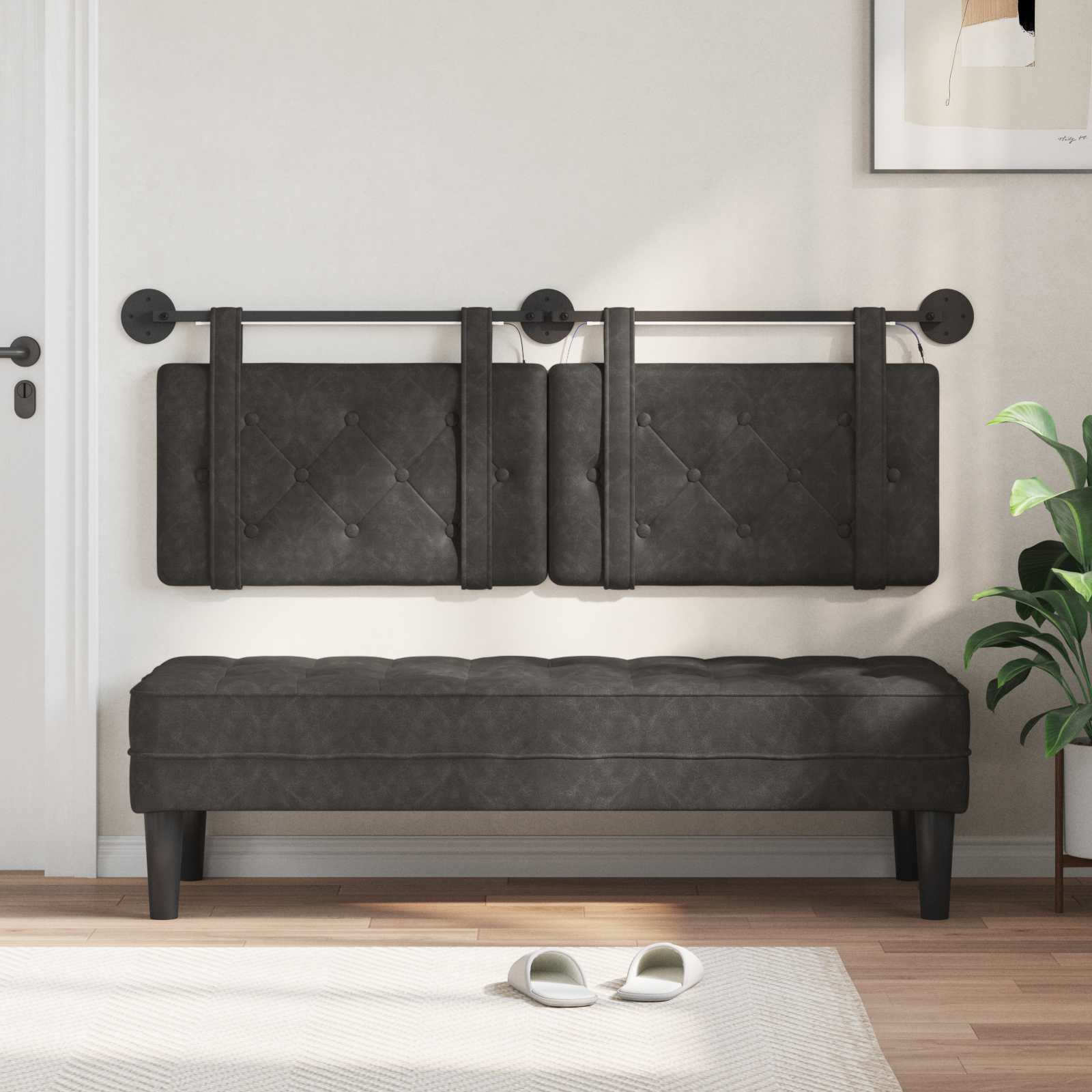 Tête de lit suspendue Avec lumière LED Noir PU antique - XIOS