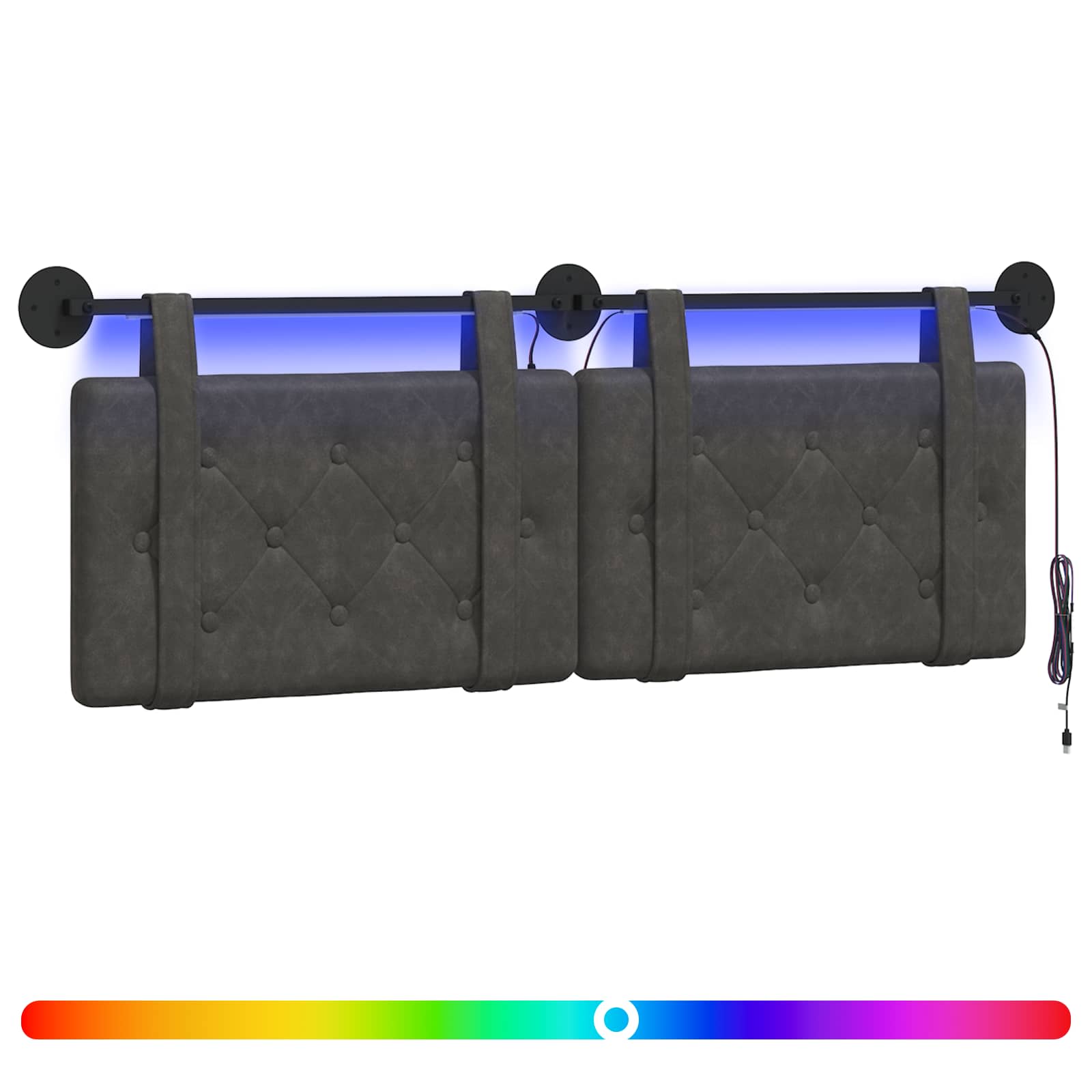 Tête de lit suspendue Avec lumière LED Noir PU antique - XIOS