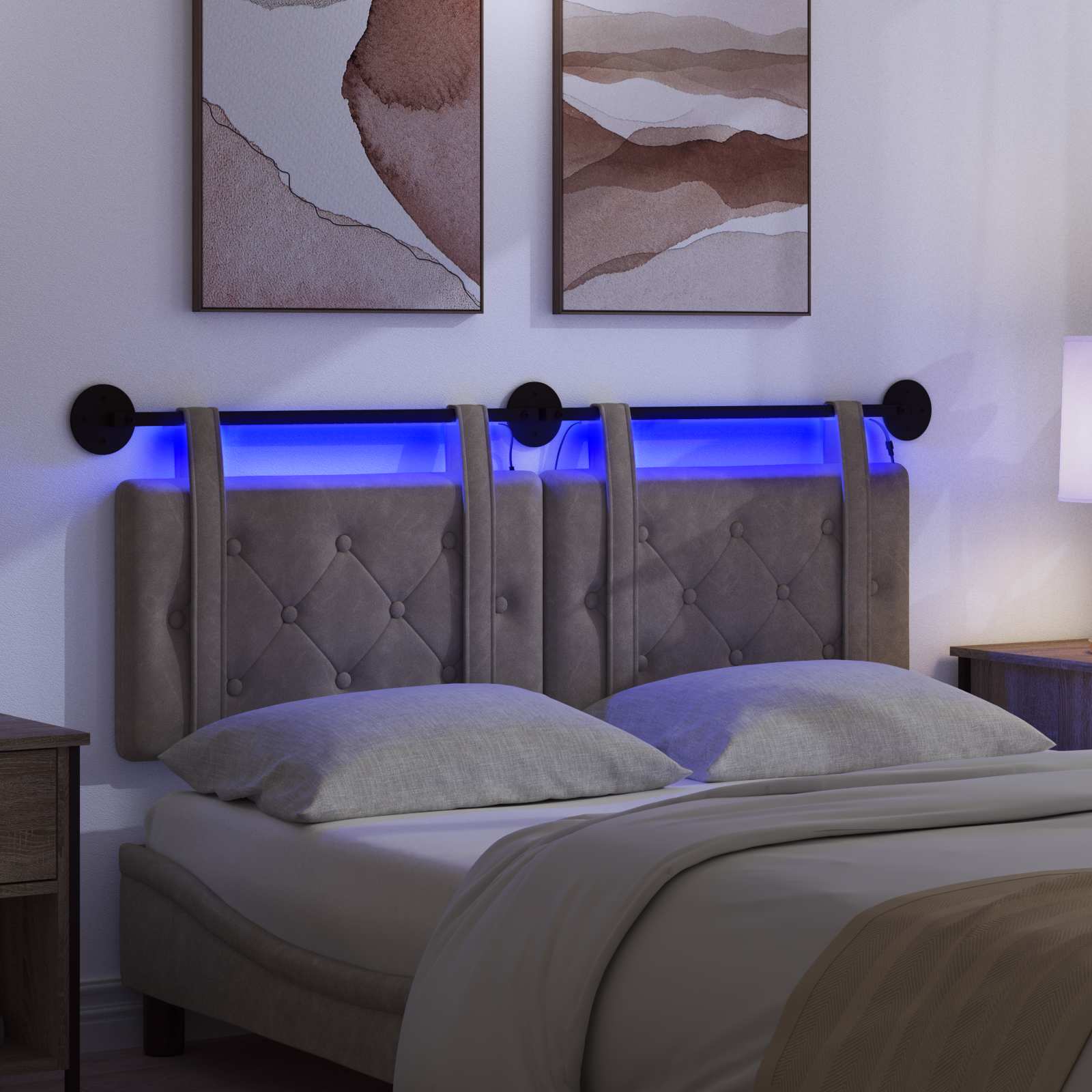 Tête de lit suspendue Avec lumière LED Gris PU antique - XIOS