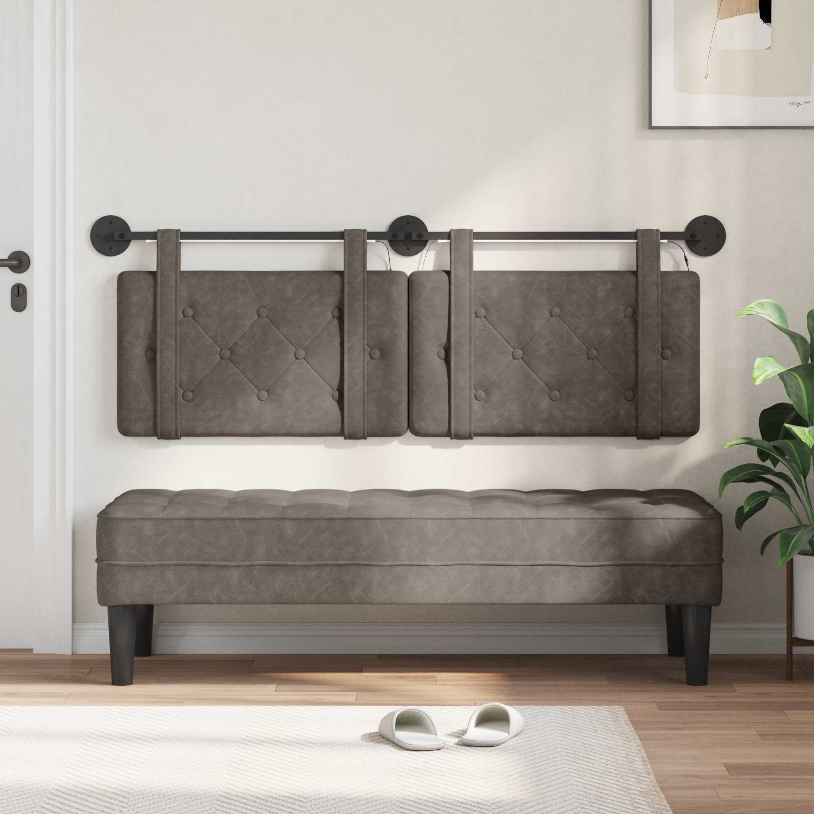 Tête de lit suspendue Avec lumière LED Gris PU antique - XIOS