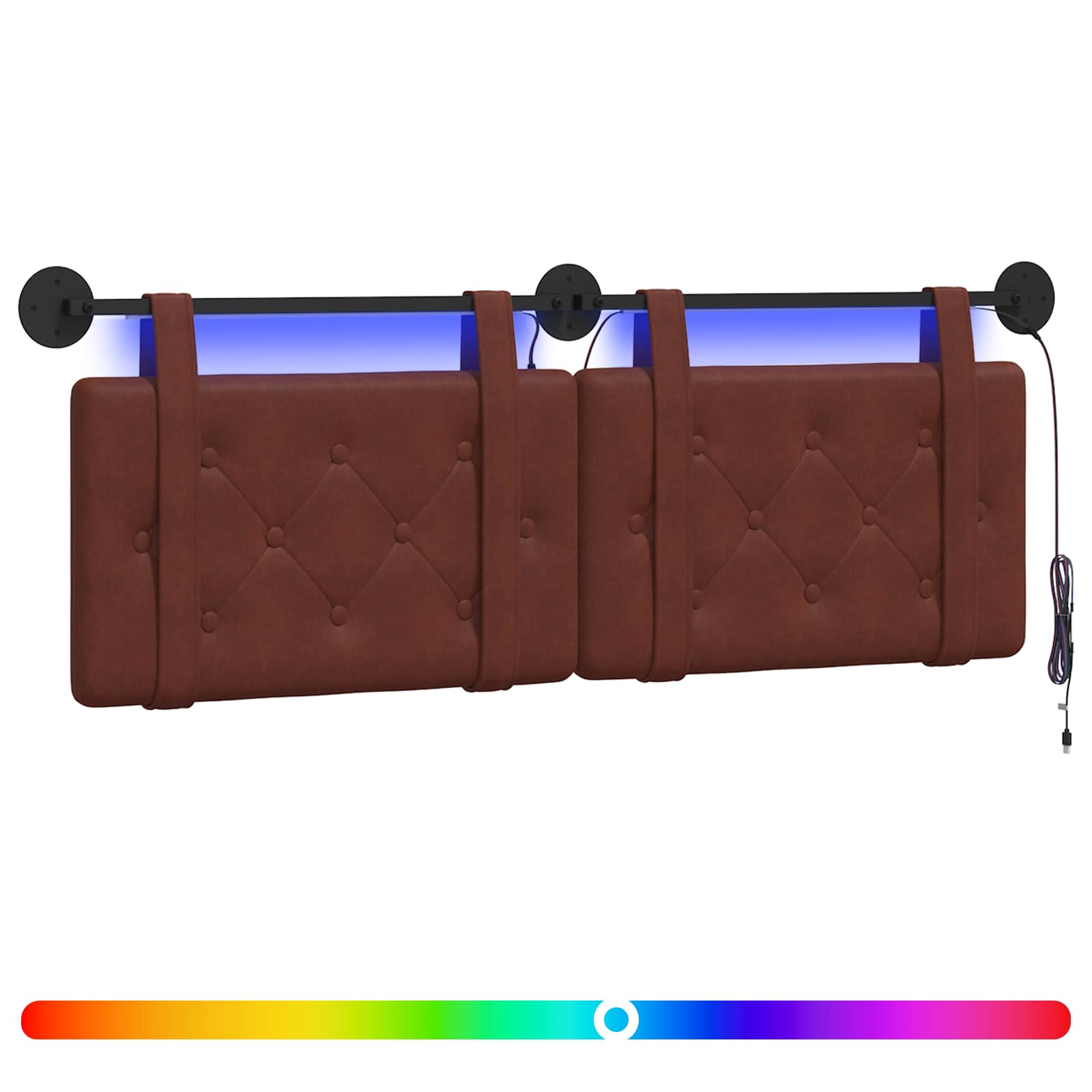 Tête de lit suspendue Avec lumière LED Brun Brillant PU antique - XIOS