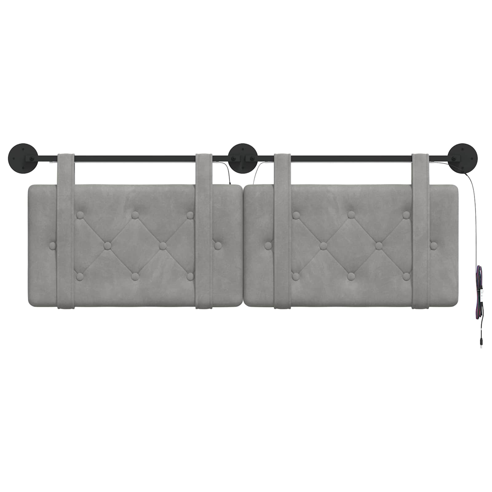 Tête de lit suspendue Avec lumière LED Gris clair Velours - XIOS