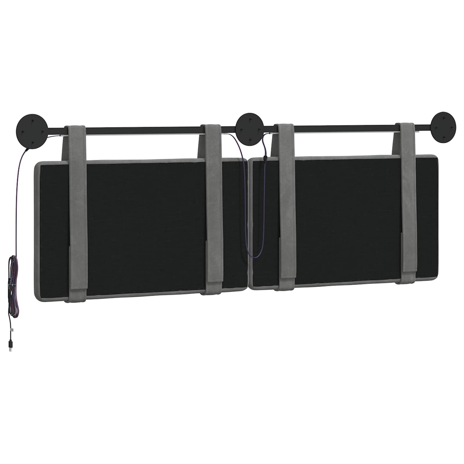 Tête de lit suspendue Avec lumière LED Gris foncé Velours - XIOS