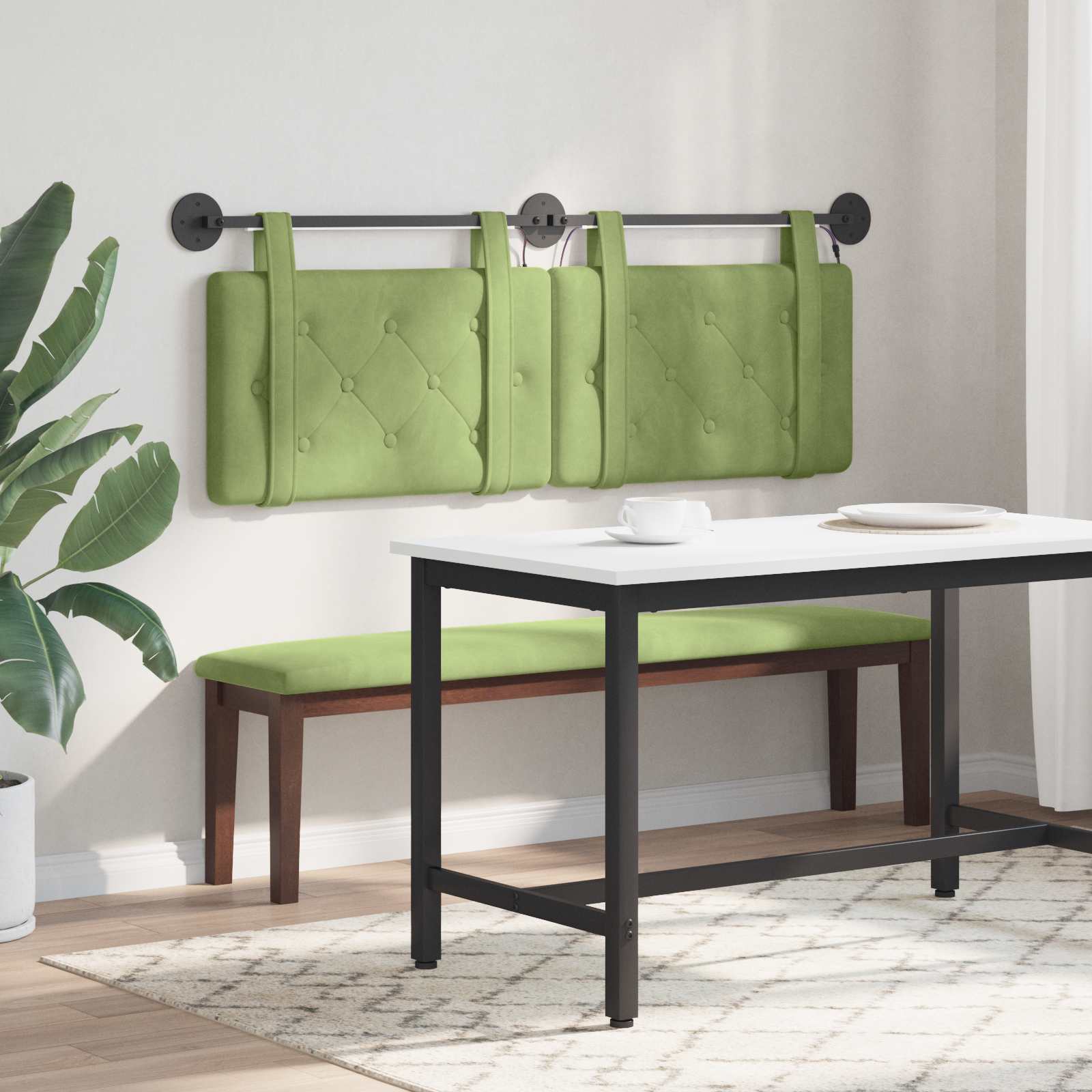 Tête de lit suspendue Avec lumière LED Vert clair Velours - XIOS