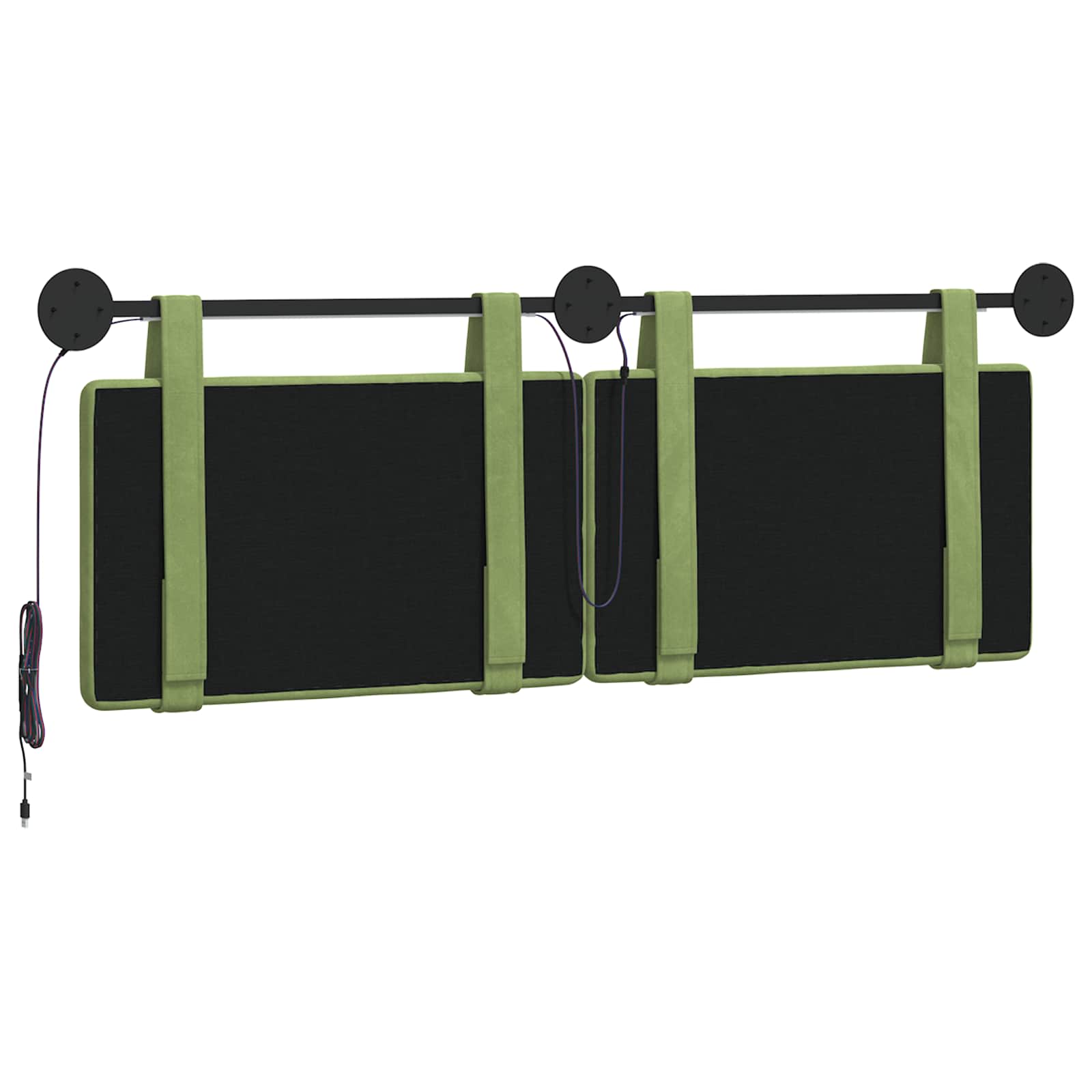 Tête de lit suspendue Avec lumière LED Vert clair Velours - XIOS
