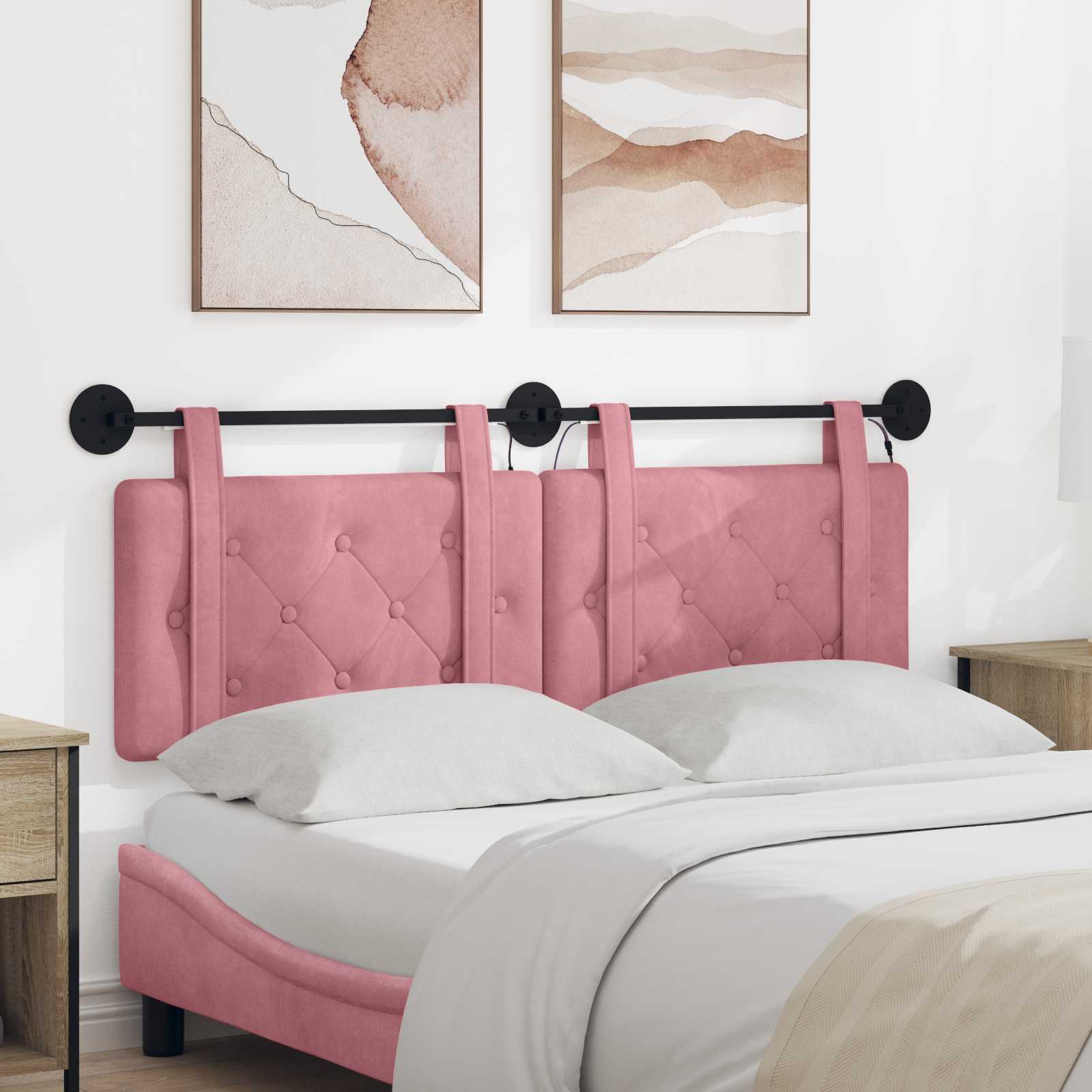 Tête de lit suspendue Avec lumière LED Rose Velours - XIOS