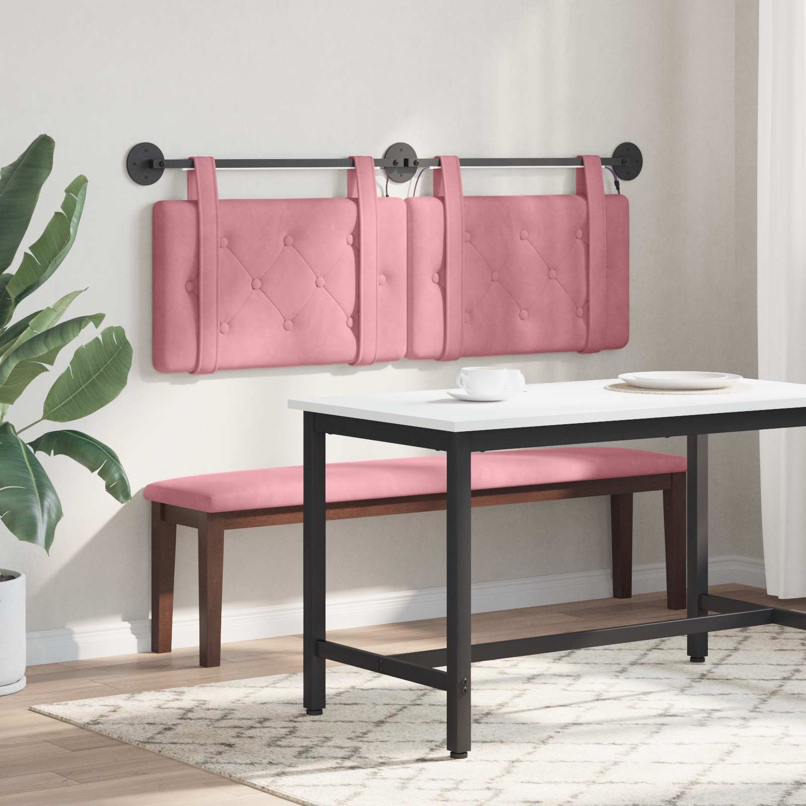 Tête de lit suspendue Avec lumière LED Rose Velours - XIOS