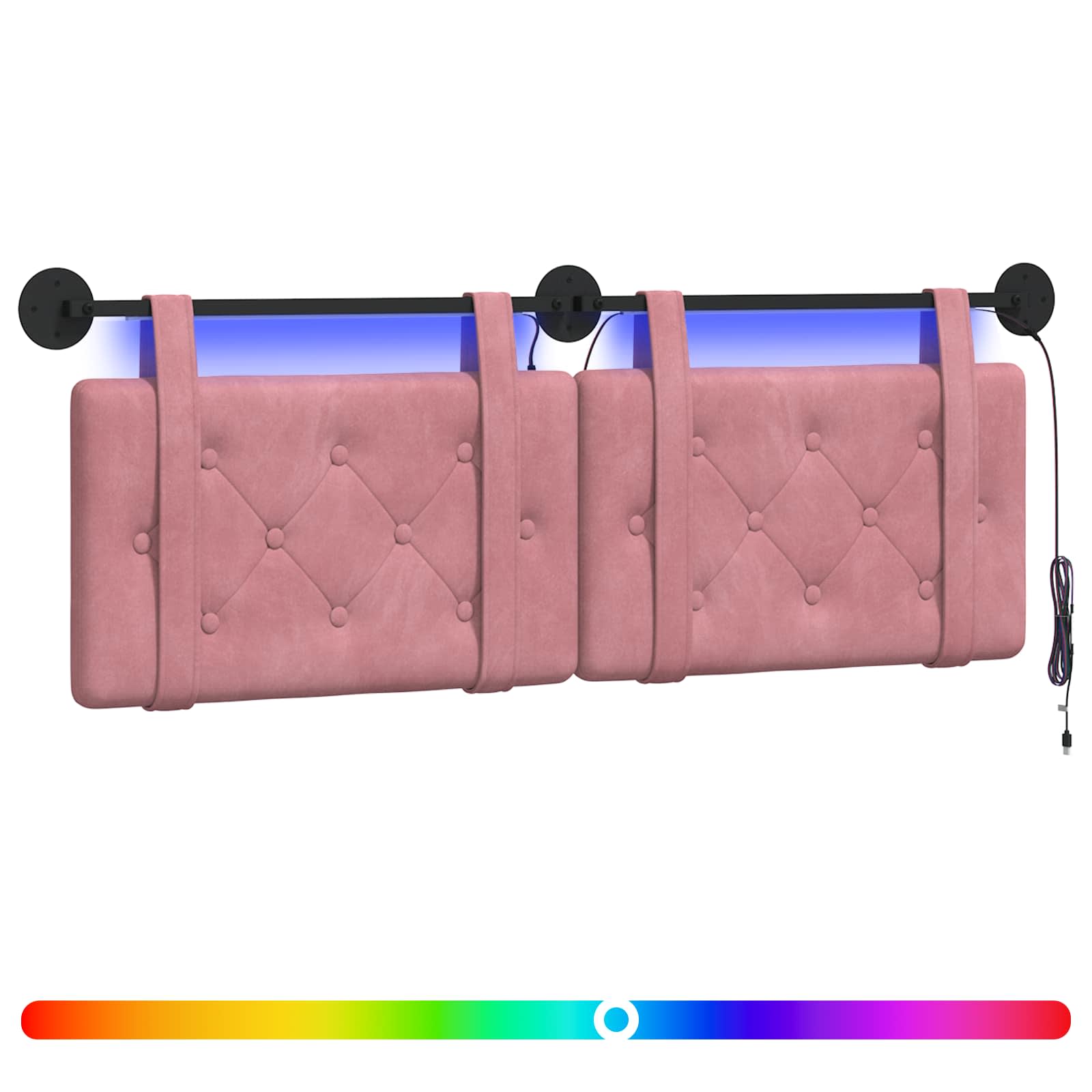 Tête de lit suspendue Avec lumière LED Rose Velours - XIOS