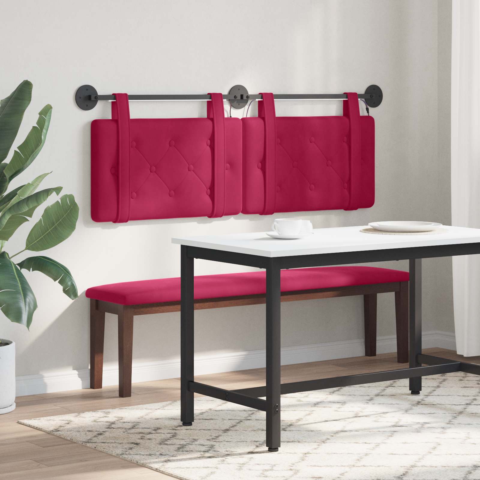 Tête de lit suspendue Avec lumière LED Bordeaux Velours - XIOS