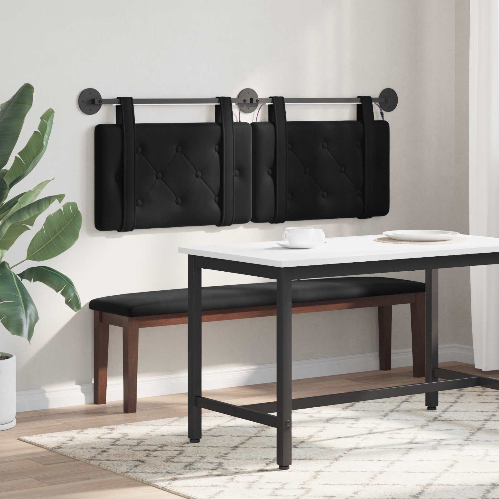 Tête de lit suspendue Avec lumière LED Noir Velours - XIOS