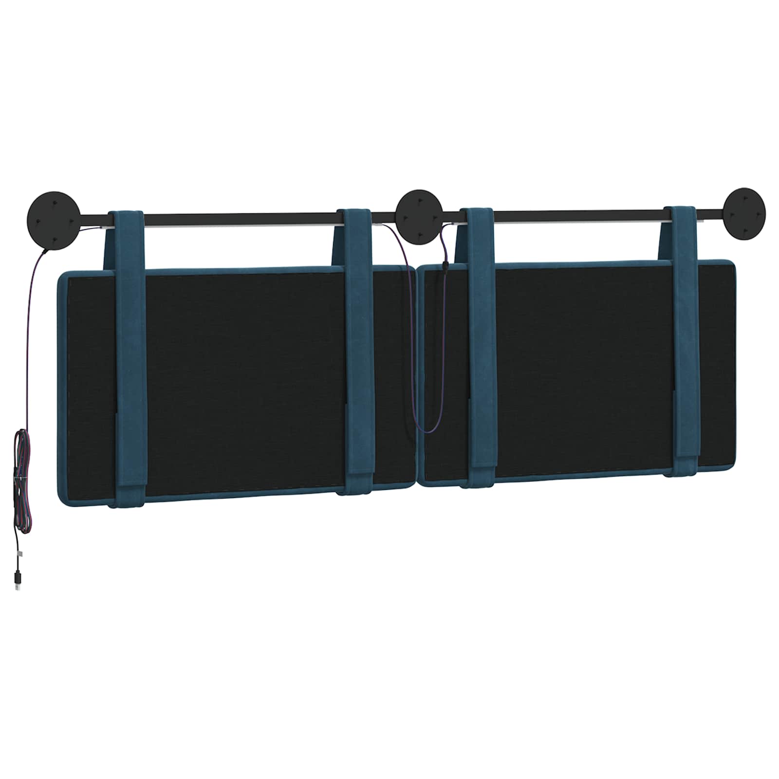 Tête de lit suspendue Avec lumière LED Bleu Velours - XIOS