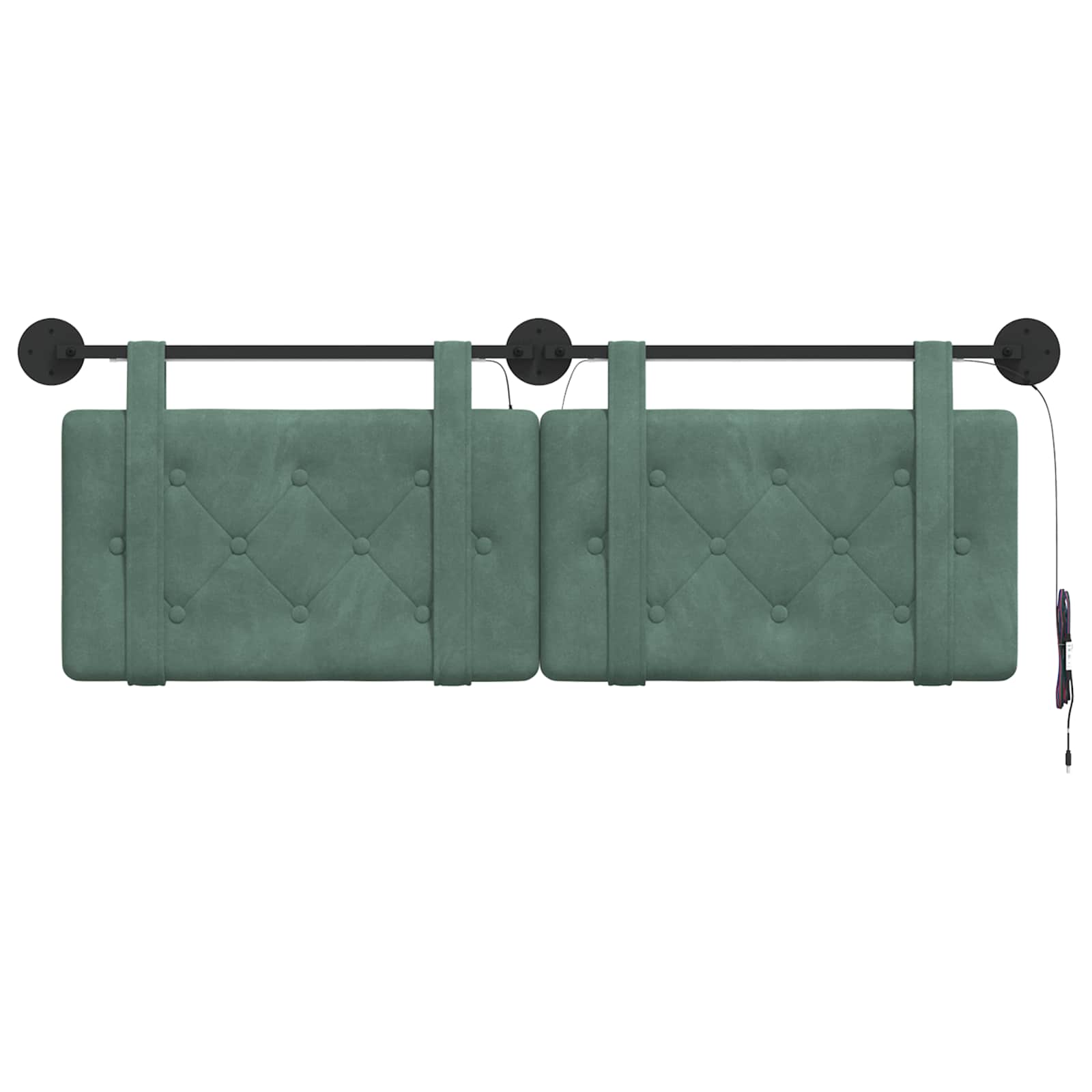 Tête de lit suspendue Avec lumière LED Vert Mer Velours - XIOS