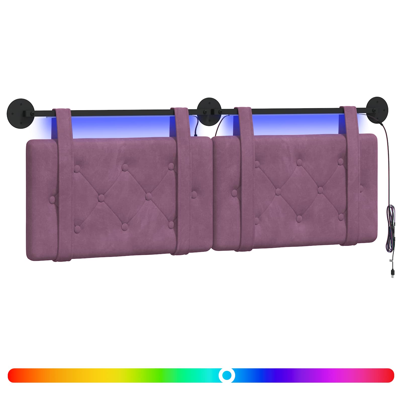 Tête de lit suspendue Avec lumière LED Pourpre Velours - XIOS
