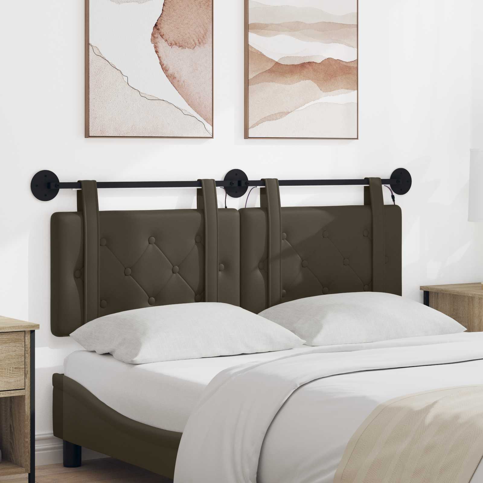 Tête de lit suspendue Avec lumière LED Gris Simili cuir - XIOS