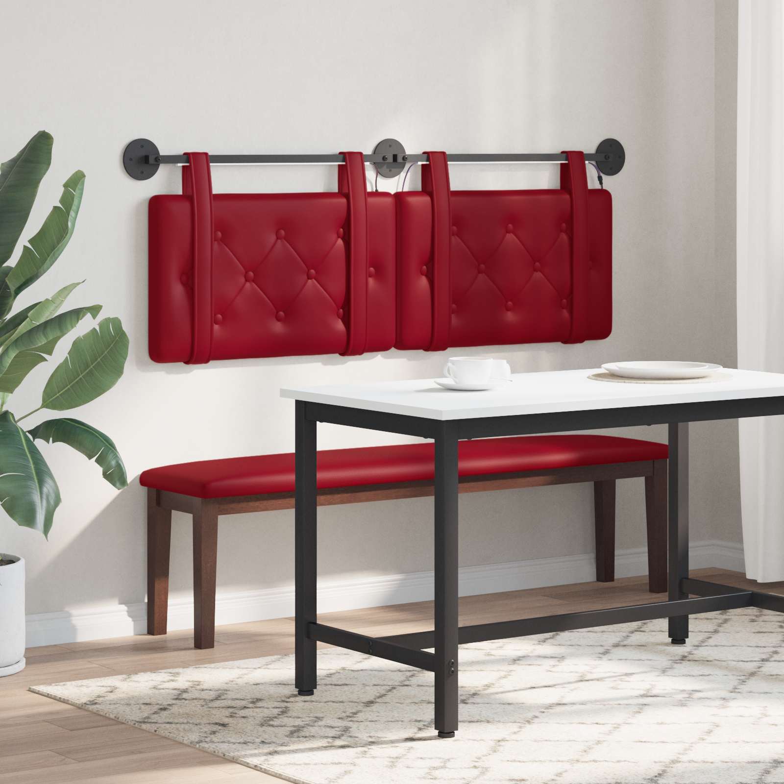 Tête de lit suspendue Avec lumière LED Bordeaux Simili cuir - XIOS