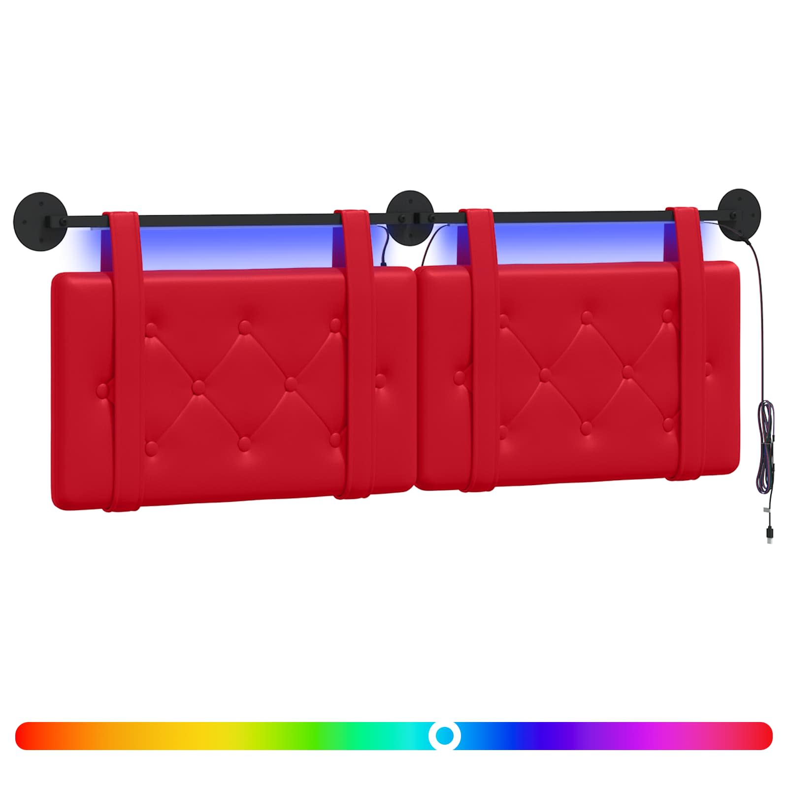 Tête de lit suspendue Avec lumière LED Rouge Simili cuir - XIOS