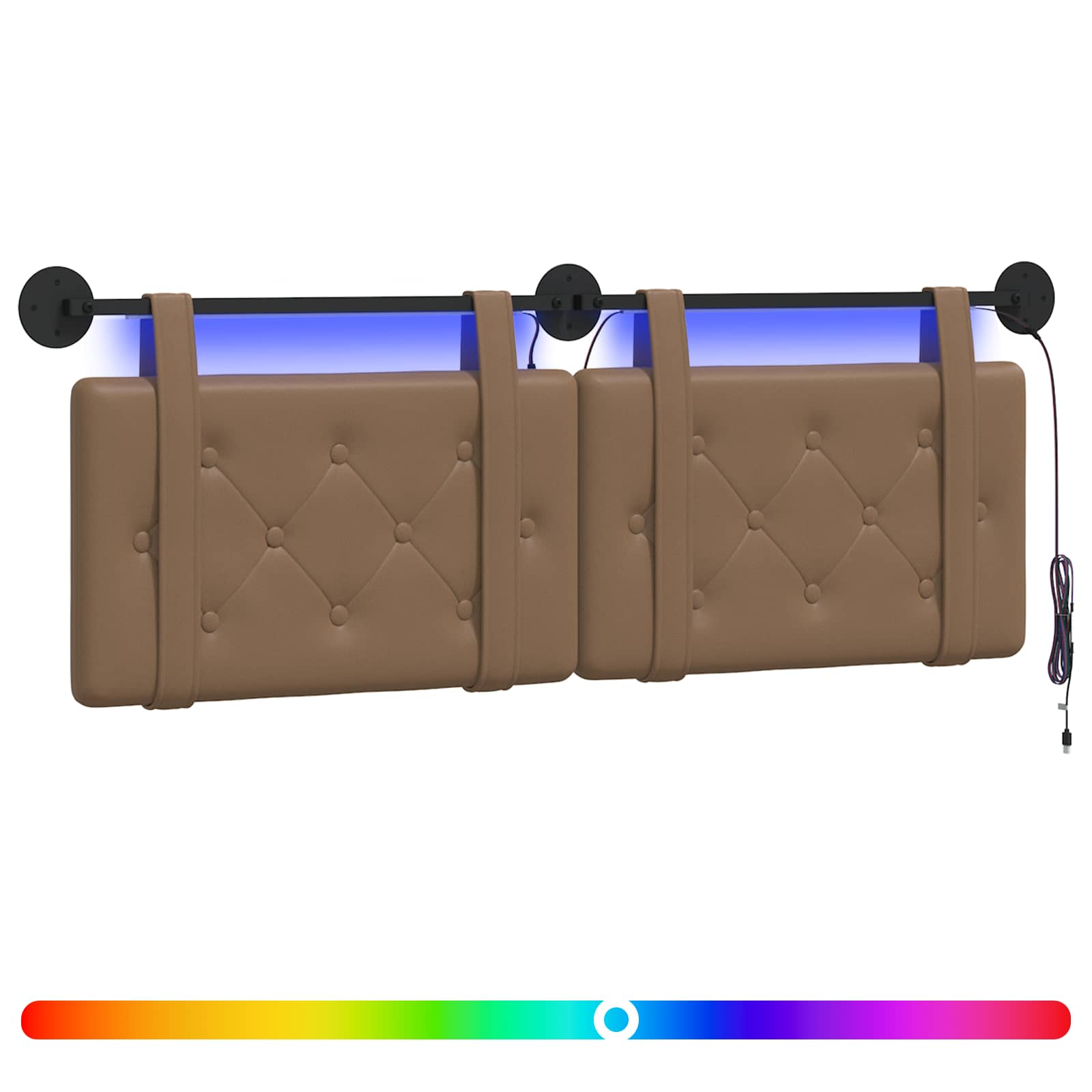 Tête de lit suspendue Avec lumière LED Cappuccino Simili cuir - XIOS