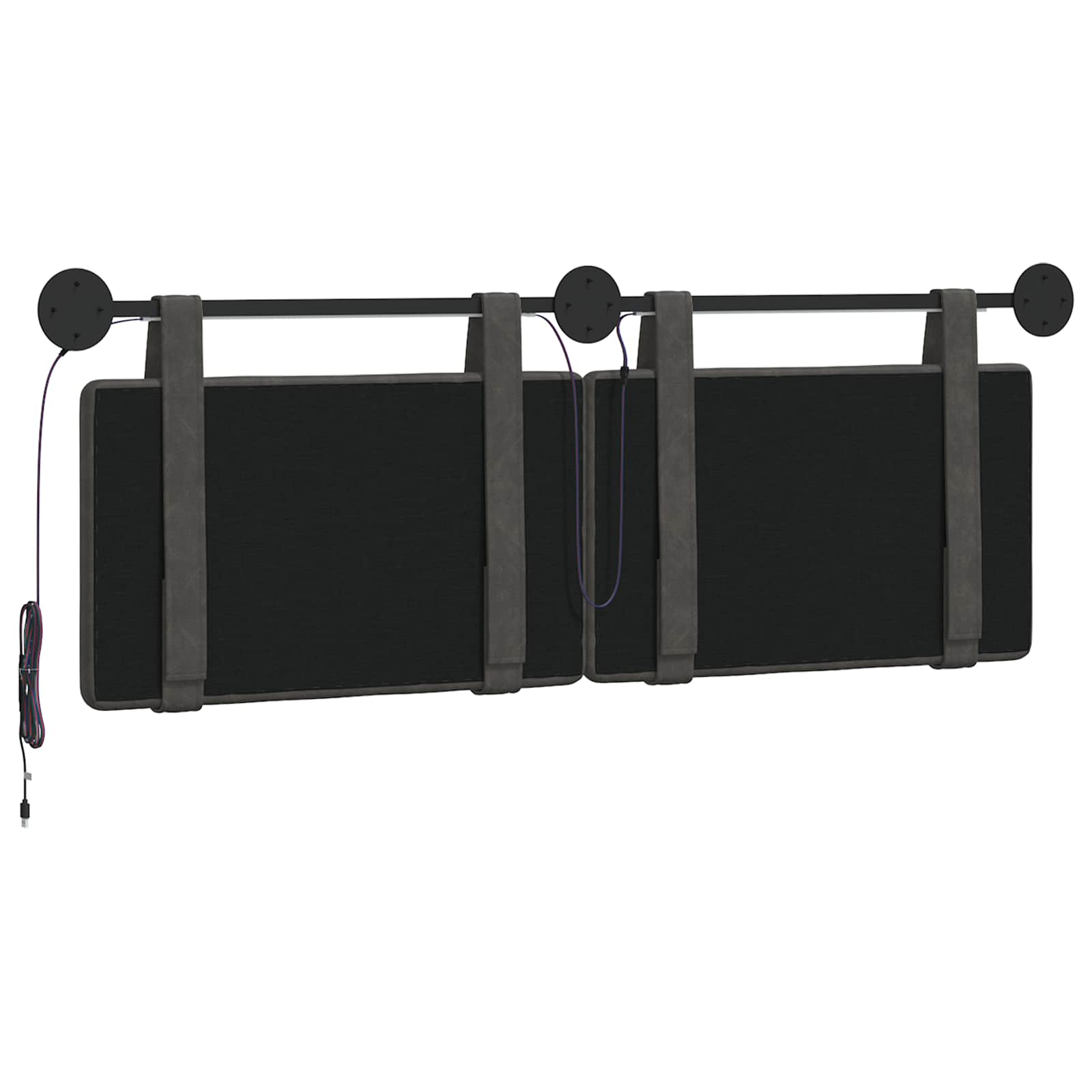 Tête de lit suspendue Avec lumière LED Noir PU antique - XIOS