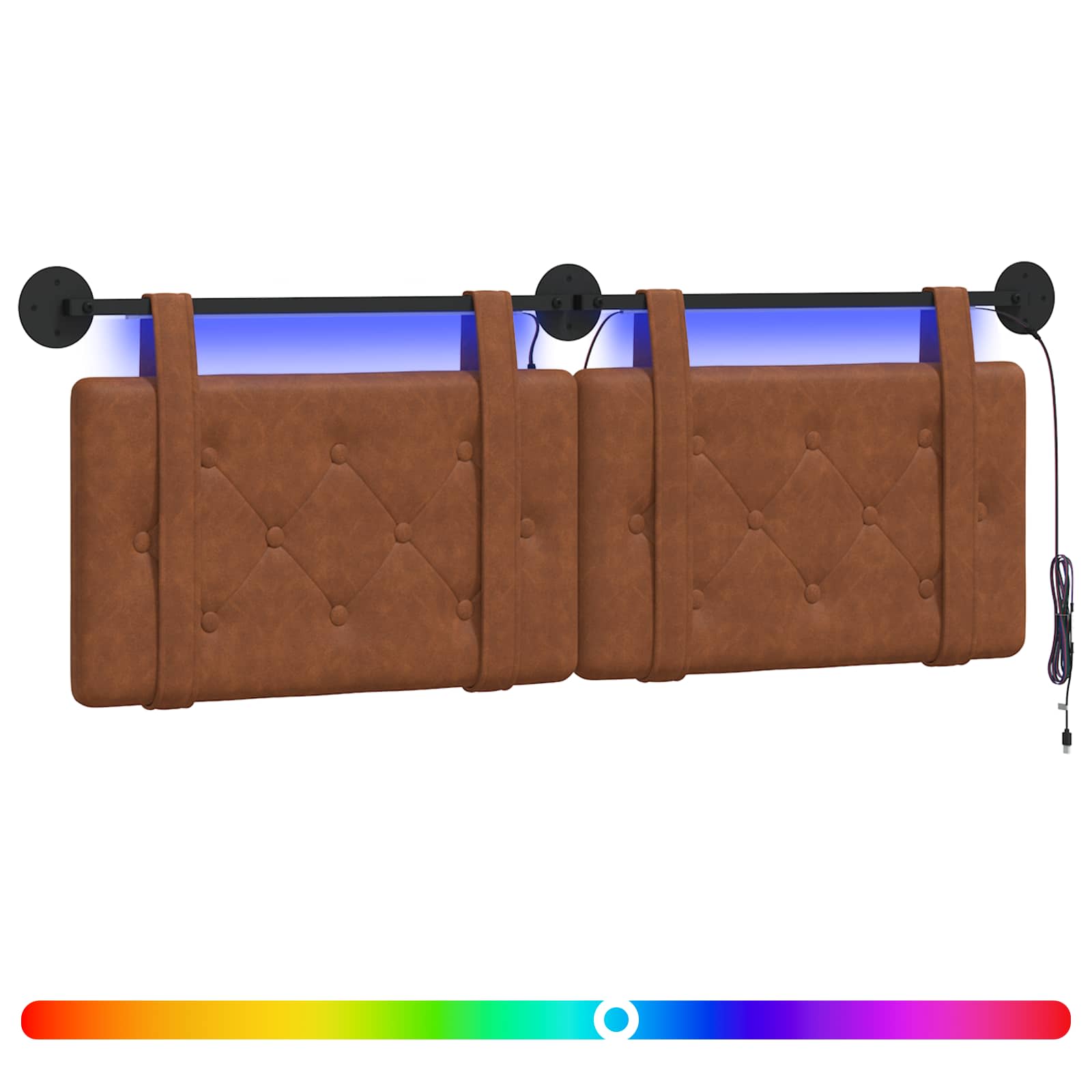 Tête de lit suspendue Avec lumière LED Marron PU antique - XIOS