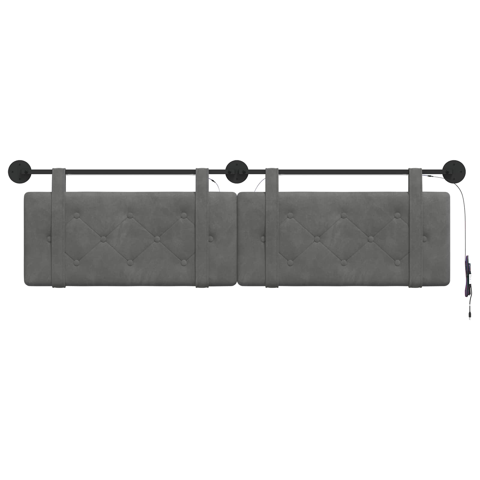 Tête de lit suspendue Avec lumière LED Gris foncé Velours - XIOS