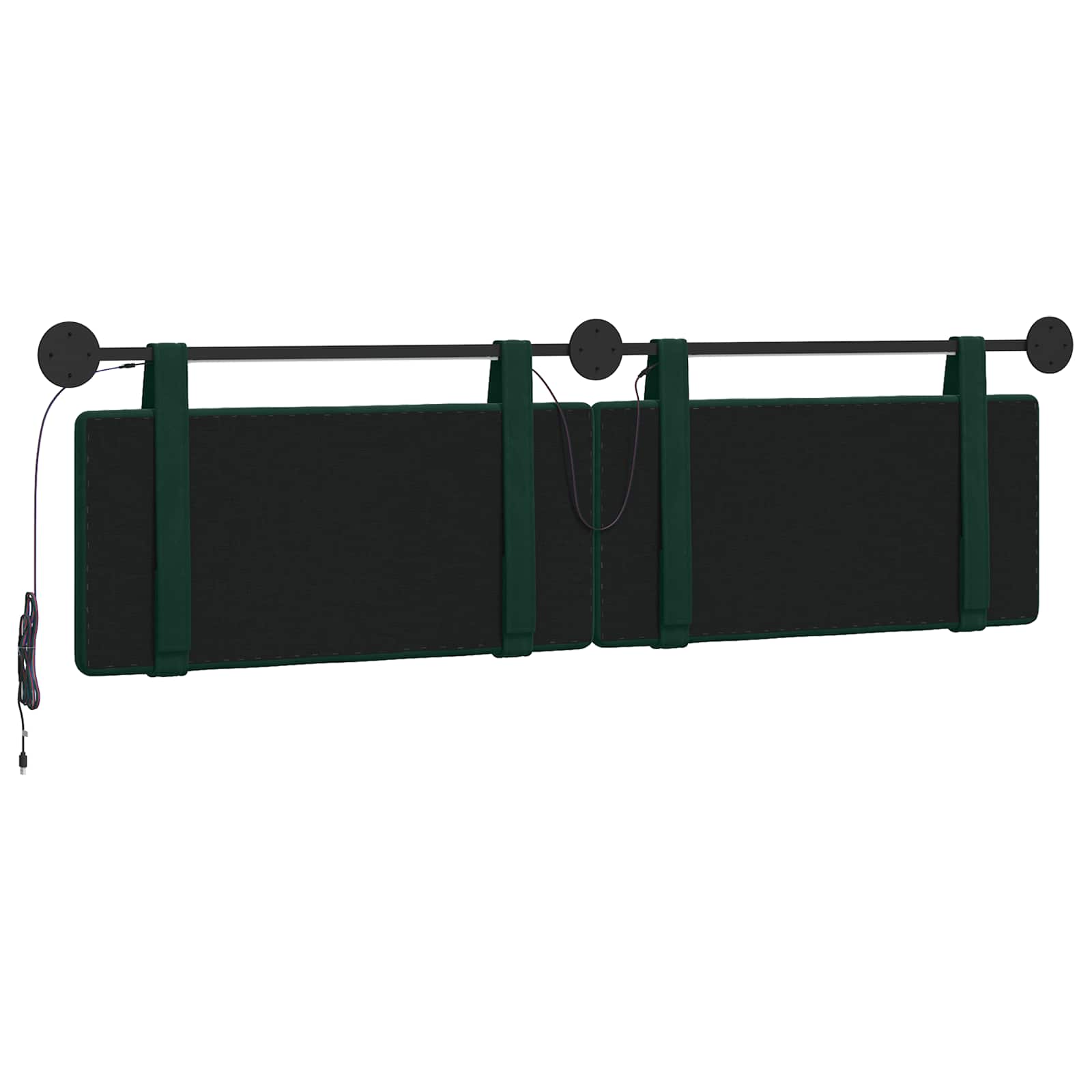 Tête de lit suspendue Avec lumière LED Vert foncé Velours - XIOS