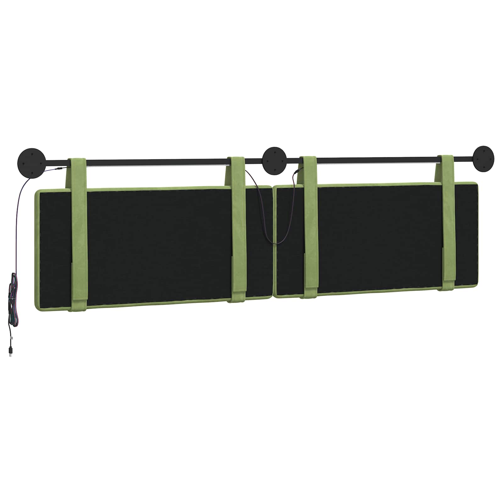 Tête de lit suspendue Avec lumière LED Vert clair Velours - XIOS