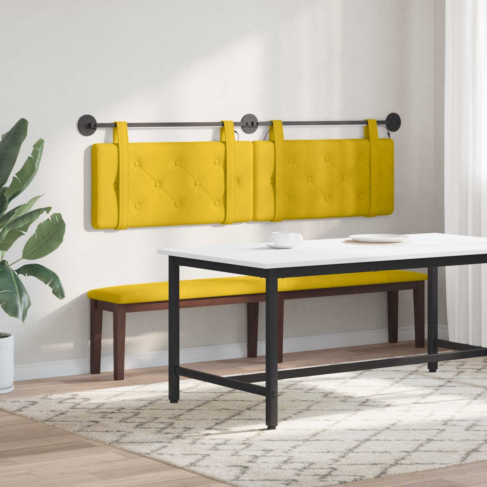 Tête de lit suspendue Avec lumière LED Jaune Velours - XIOS