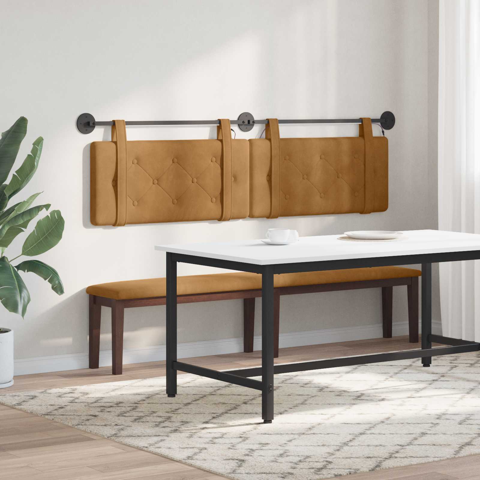 Tête de lit suspendue Avec lumière LED Marron Velours - XIOS