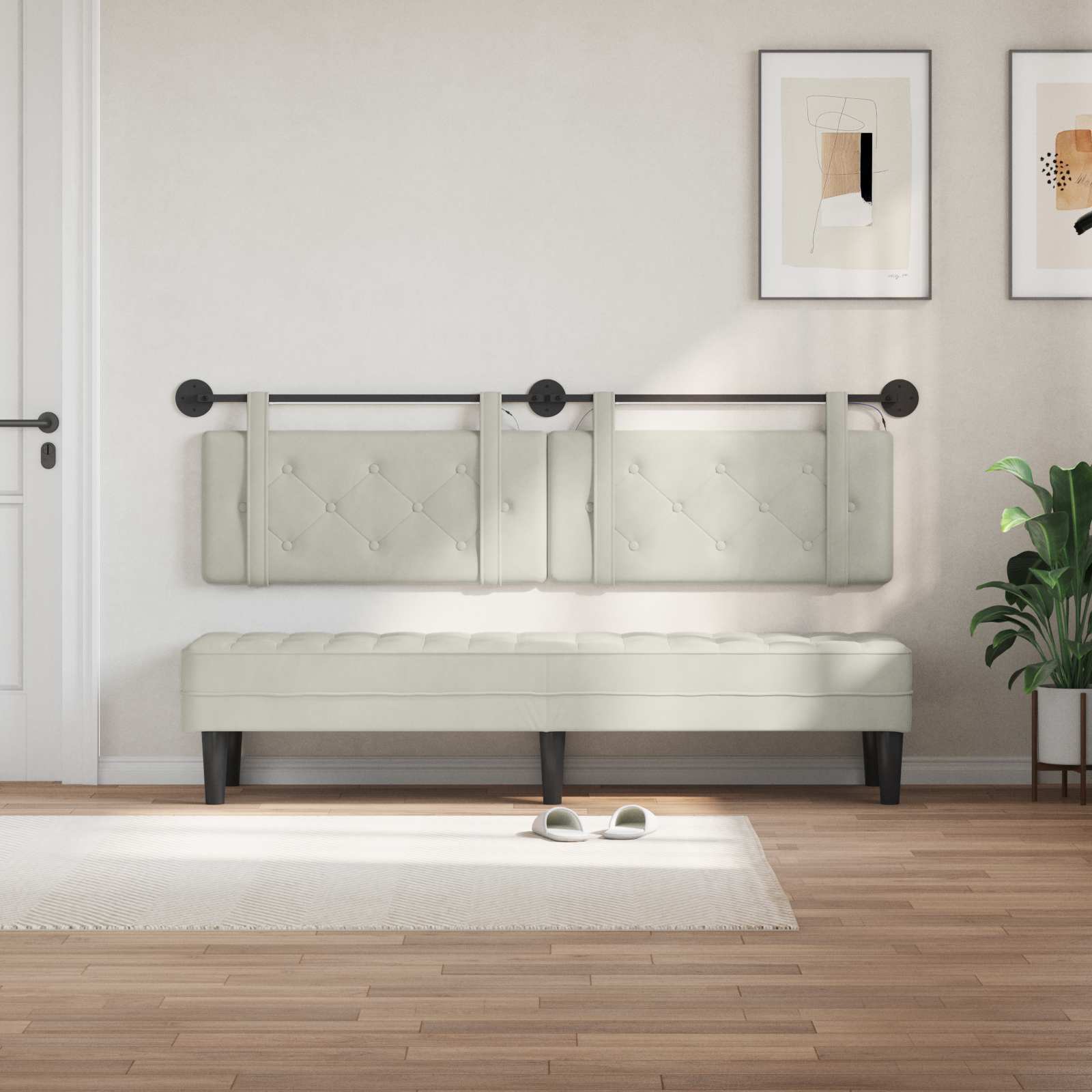 Tête de lit suspendue Avec lumière LED Crème Velours - XIOS