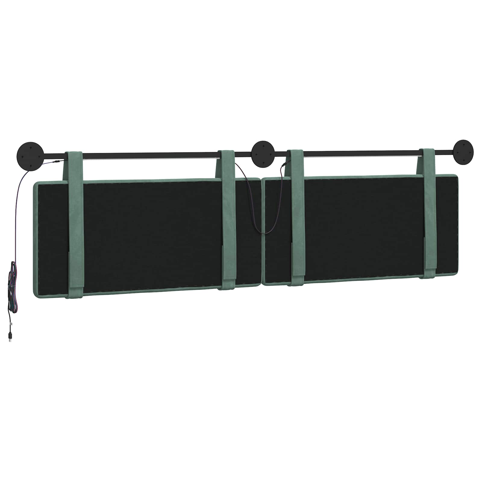Tête de lit suspendue Avec lumière LED Vert Mer Velours - XIOS
