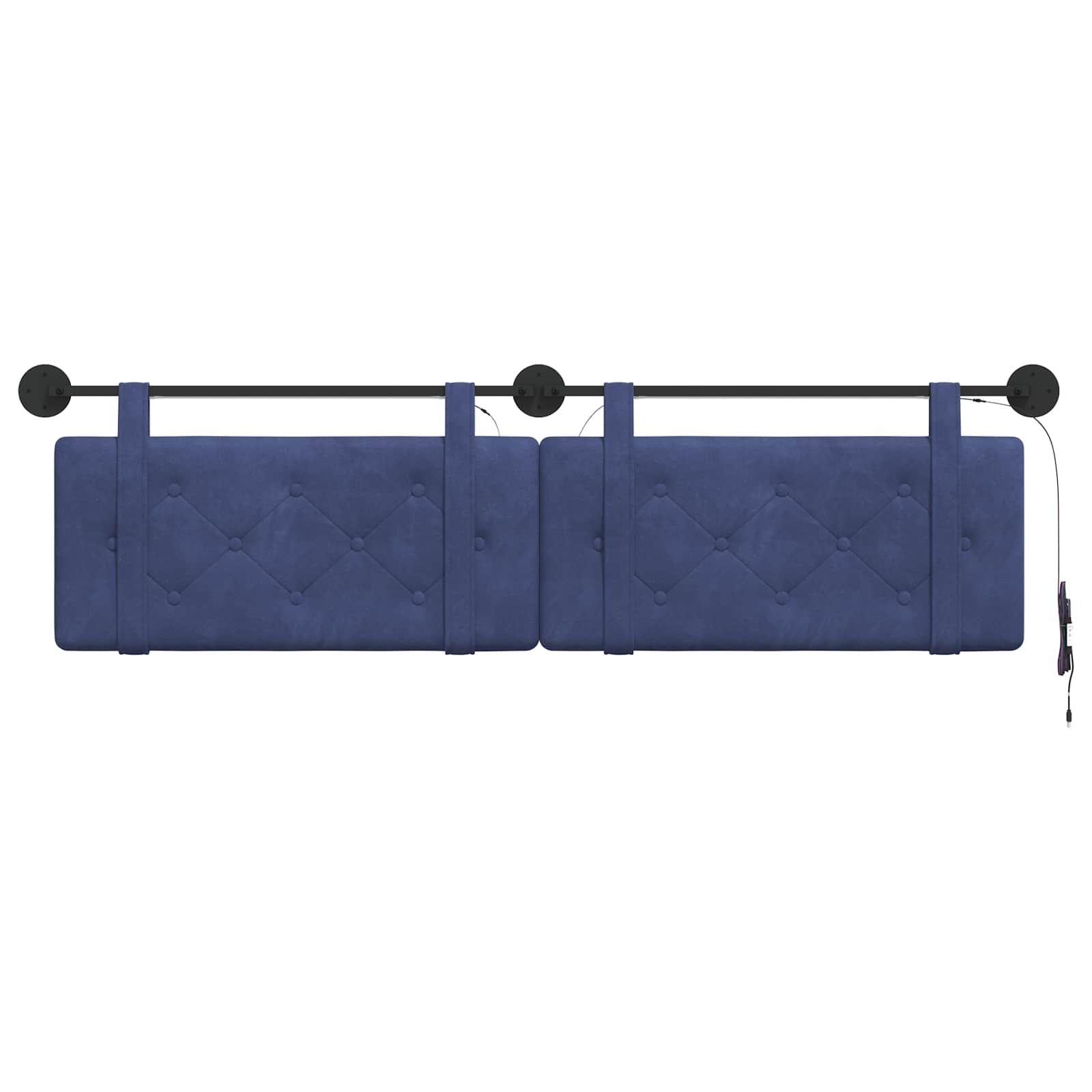 Tête de lit suspendue Avec lumière LED Bleu police Velours - XIOS