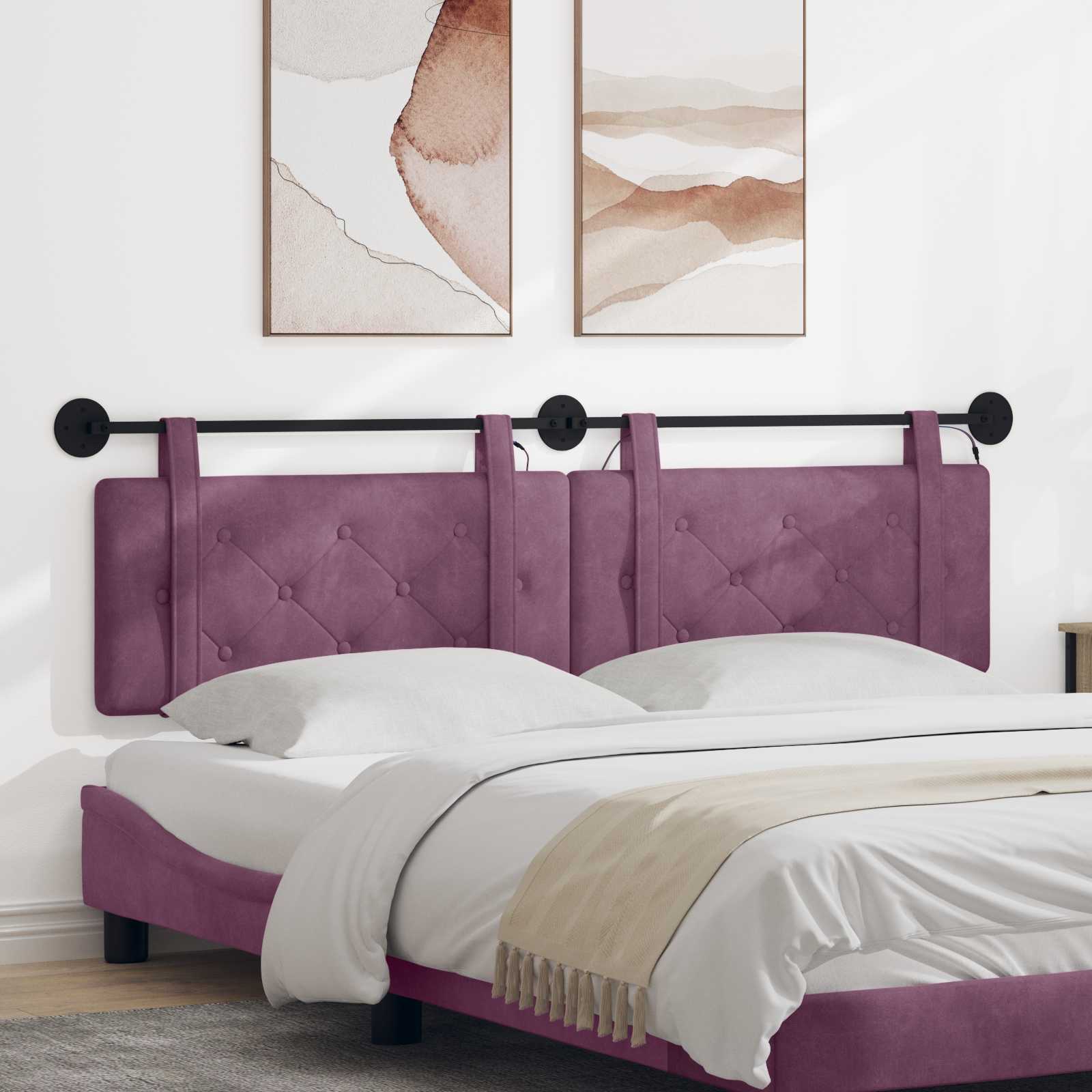 Tête de lit suspendue Avec lumière LED Pourpre Velours - XIOS