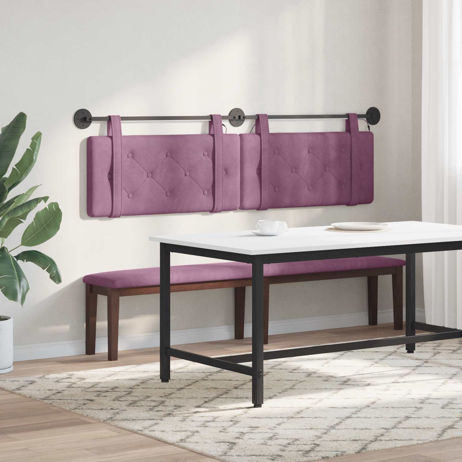 Tête de lit suspendue Avec lumière LED Pourpre Velours - XIOS