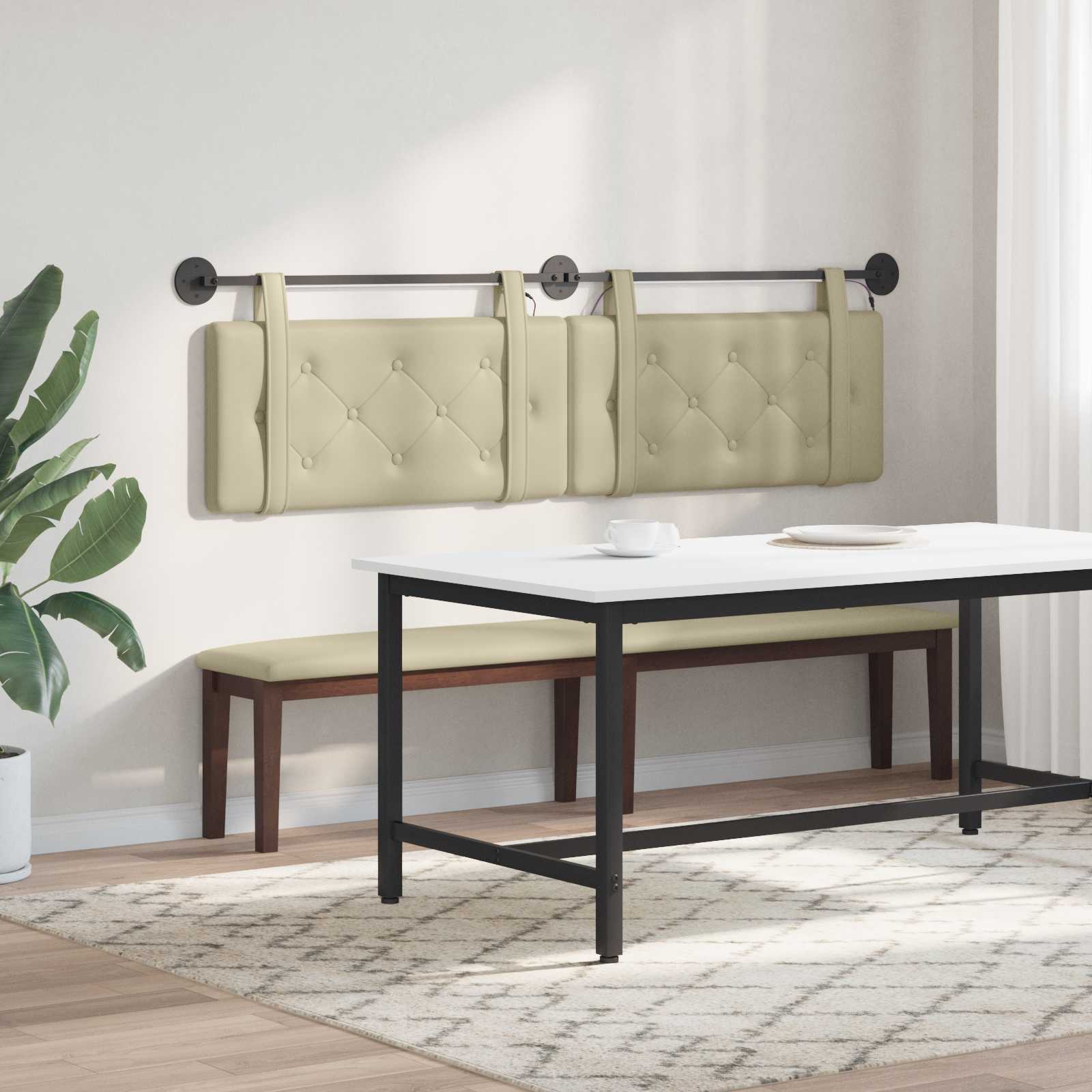 Tête de lit suspendue Avec lumière LED Crème Simili cuir - XIOS