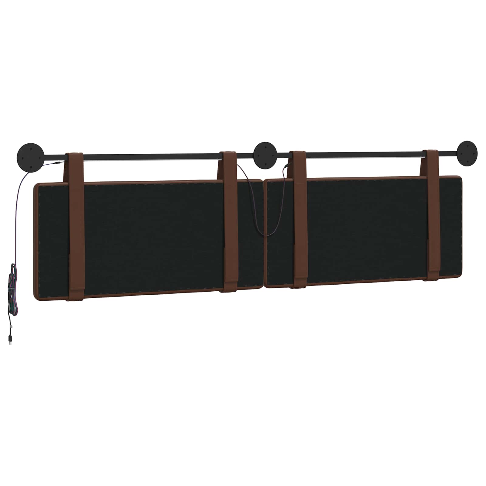 Tête de lit suspendue Avec lumière LED Marron Simili cuir - XIOS
