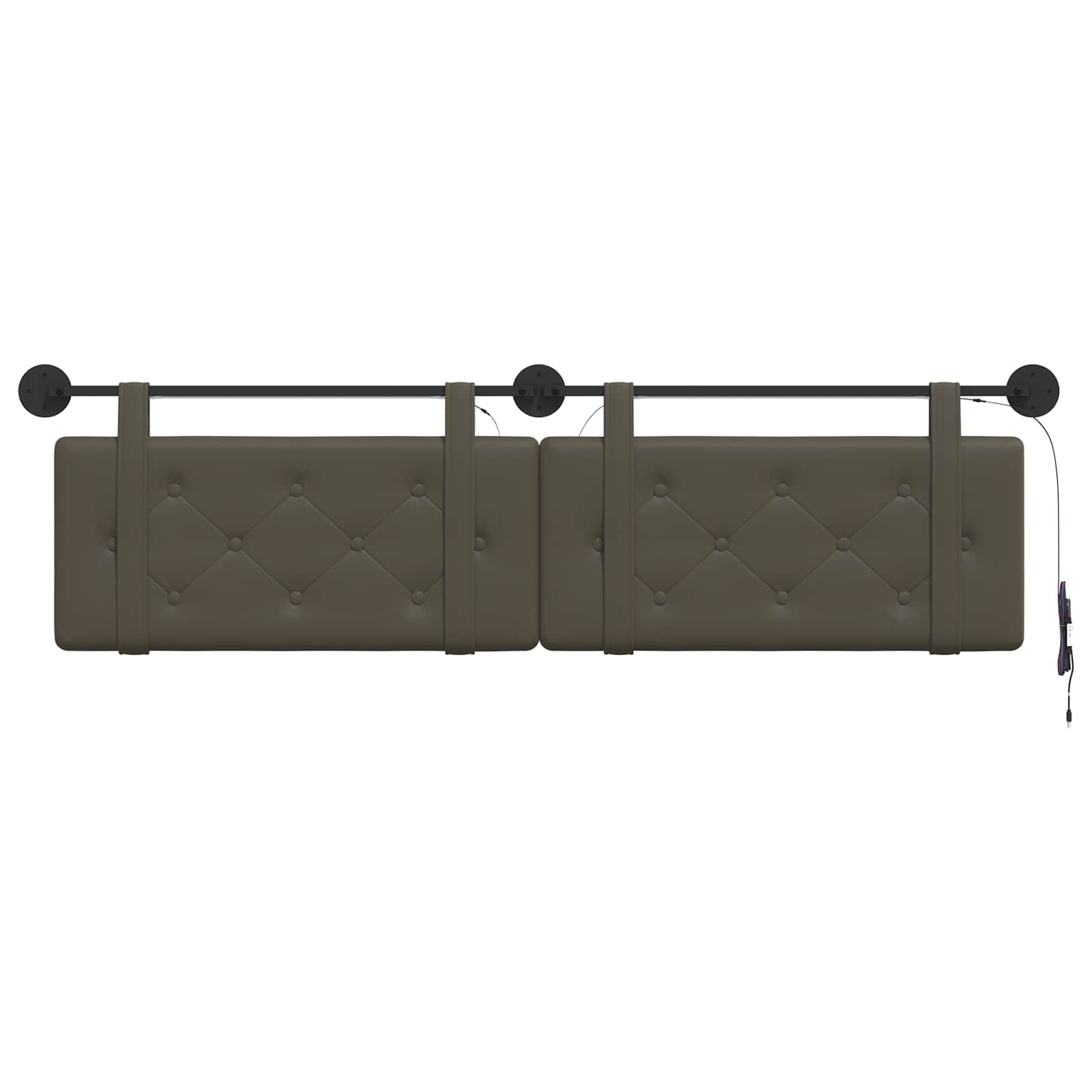 Tête de lit suspendue Avec lumière LED Gris Simili cuir - XIOS