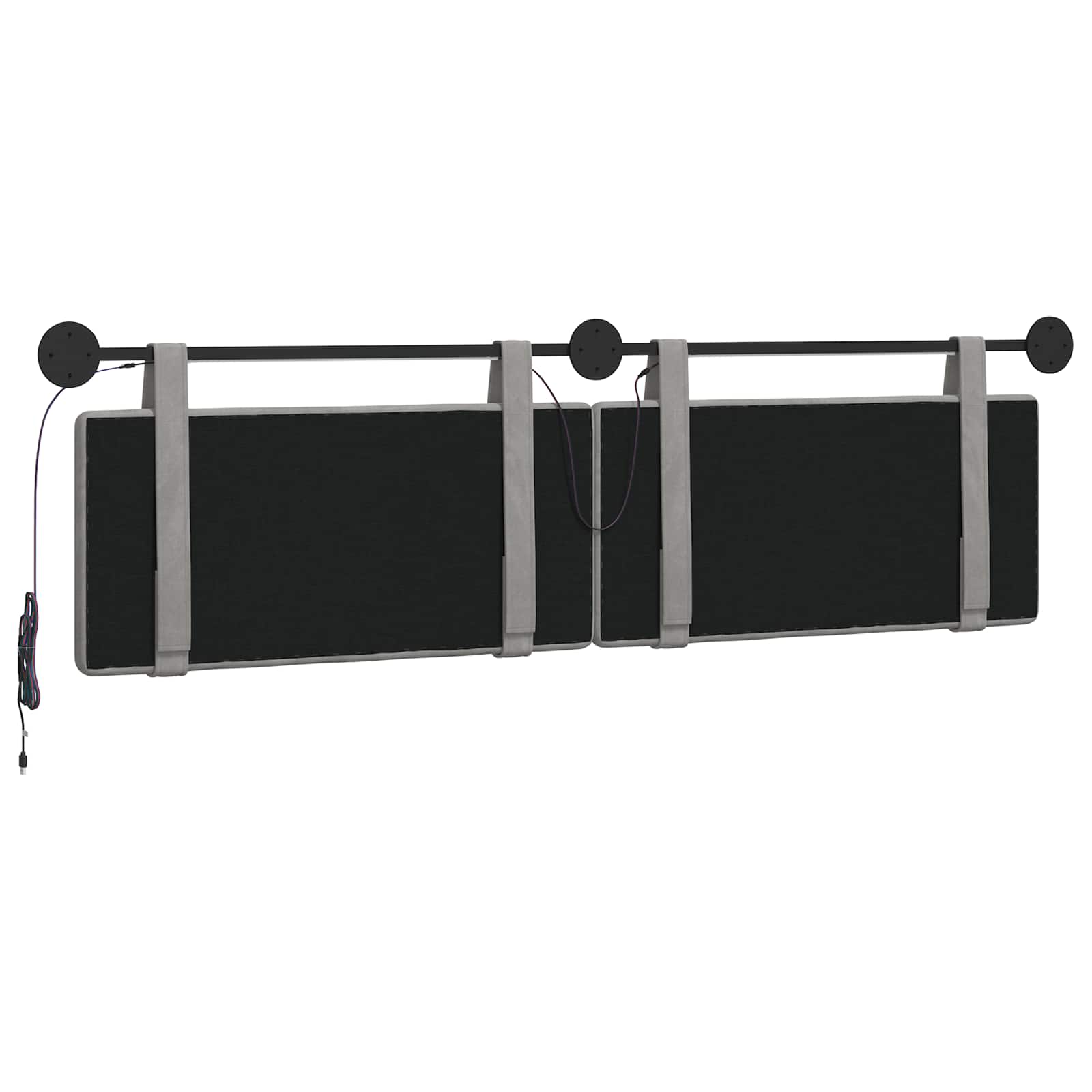 Tête de lit suspendue Avec lumière LED Gris clair Velours - XIOS