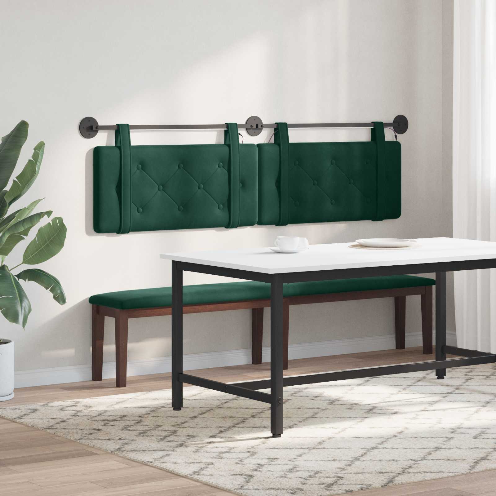 Tête de lit suspendue Avec lumière LED Vert foncé Velours - XIOS