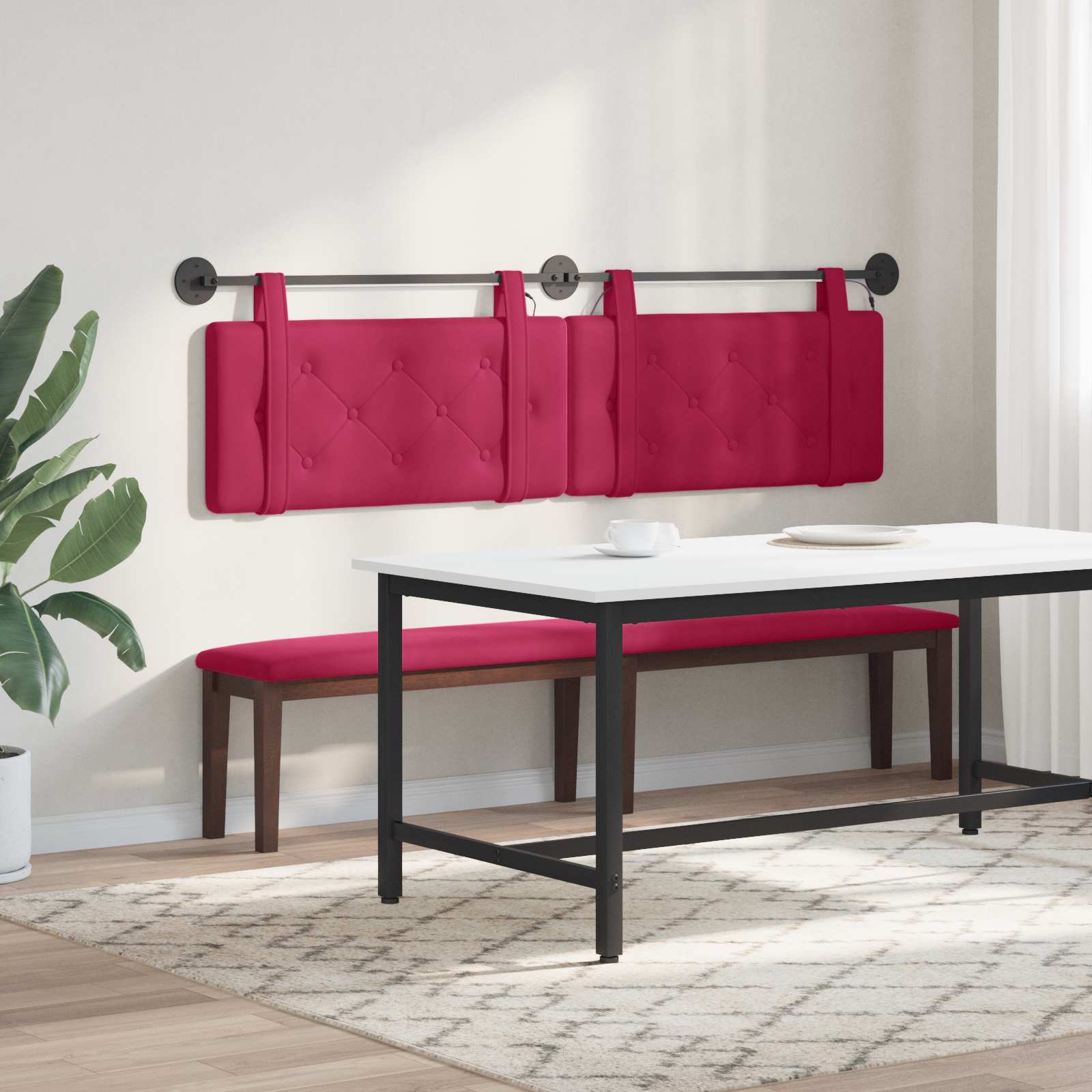 Tête de lit suspendue Avec lumière LED Bordeaux Velours - XIOS