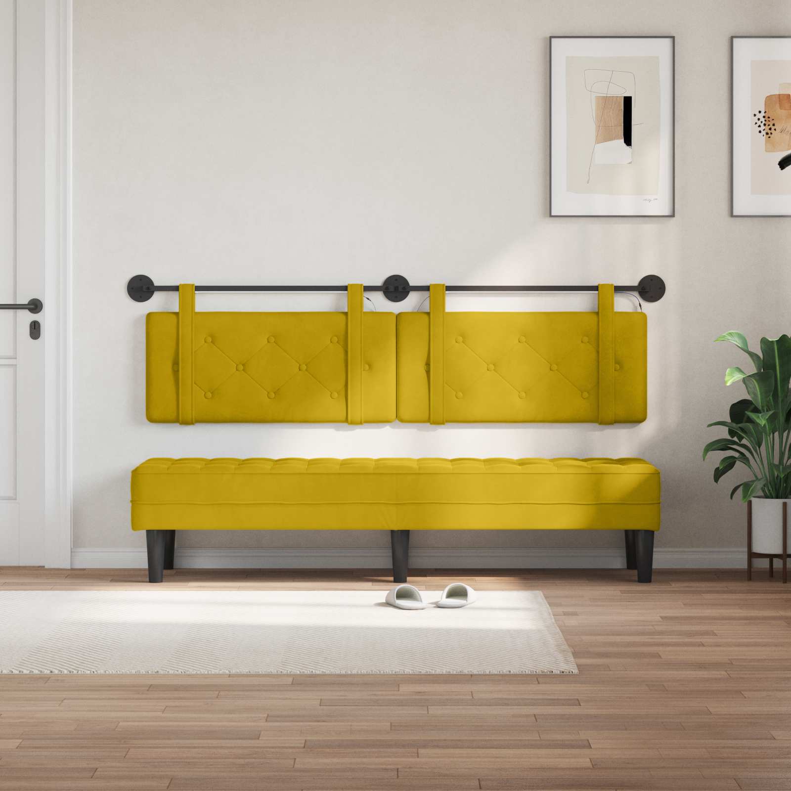 Tête de lit suspendue Avec lumière LED Jaune Velours - XIOS
