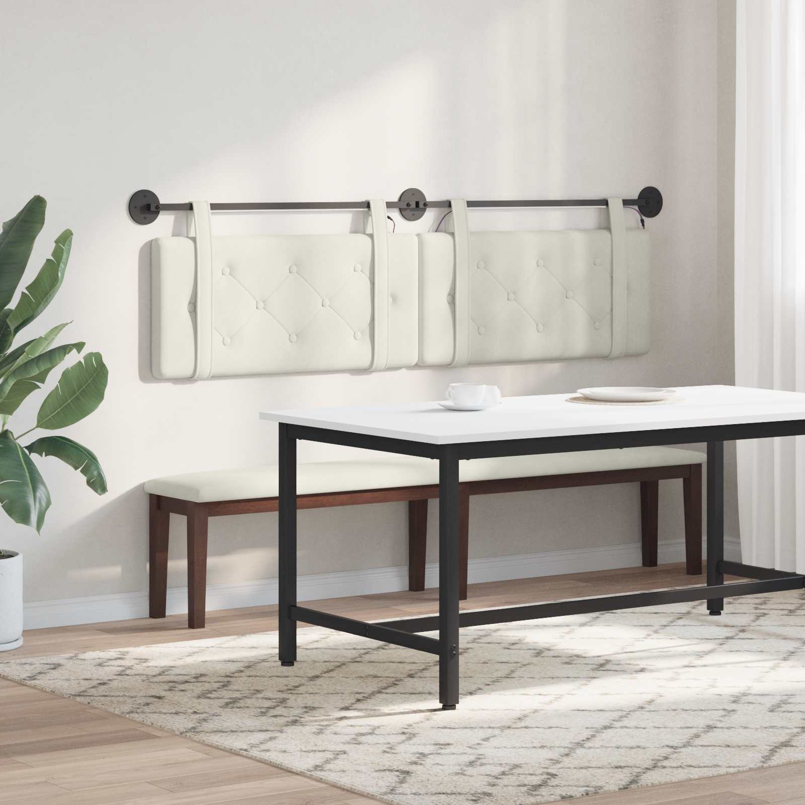 Tête de lit suspendue Avec lumière LED Crème Velours - XIOS