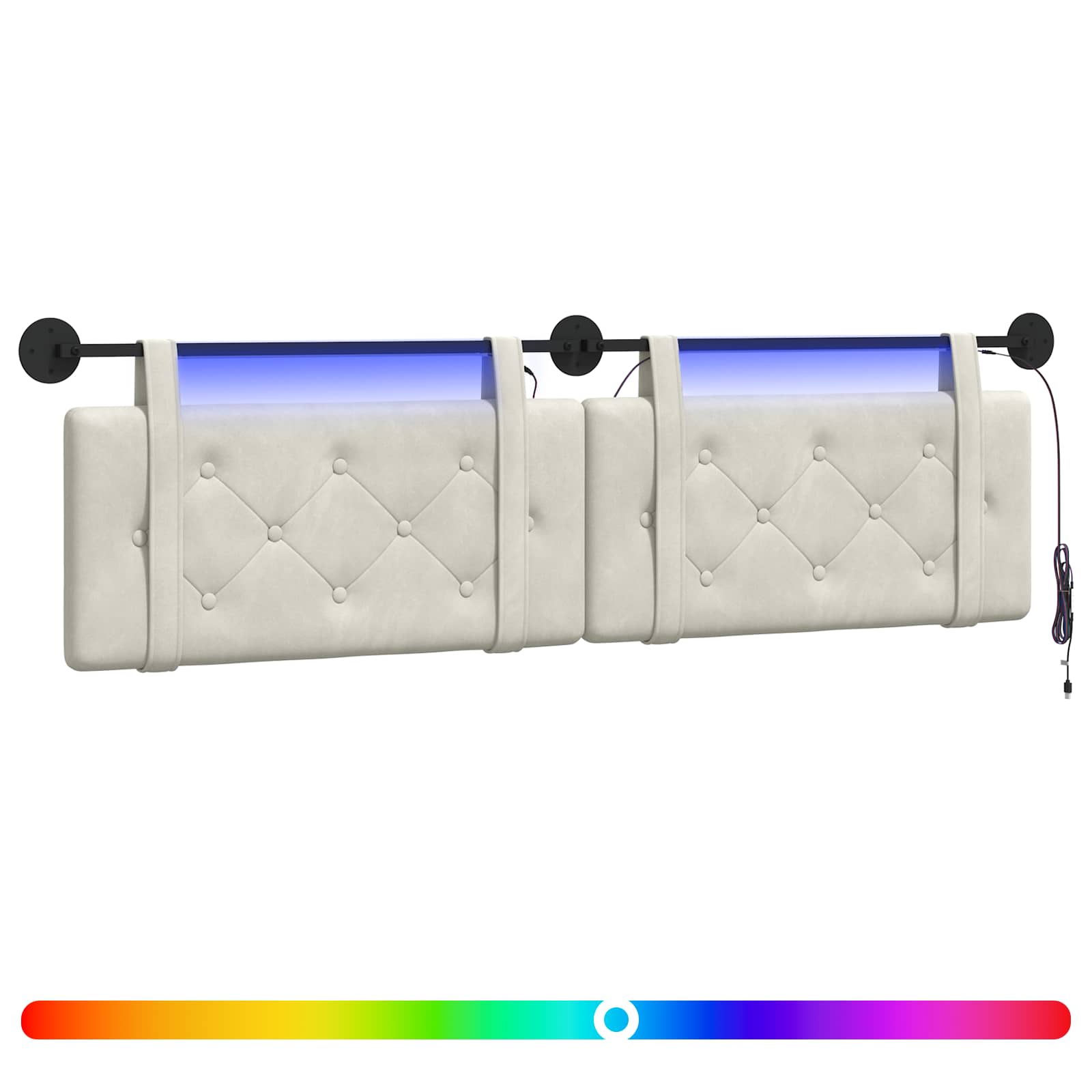 Tête de lit suspendue Avec lumière LED Crème Velours - XIOS