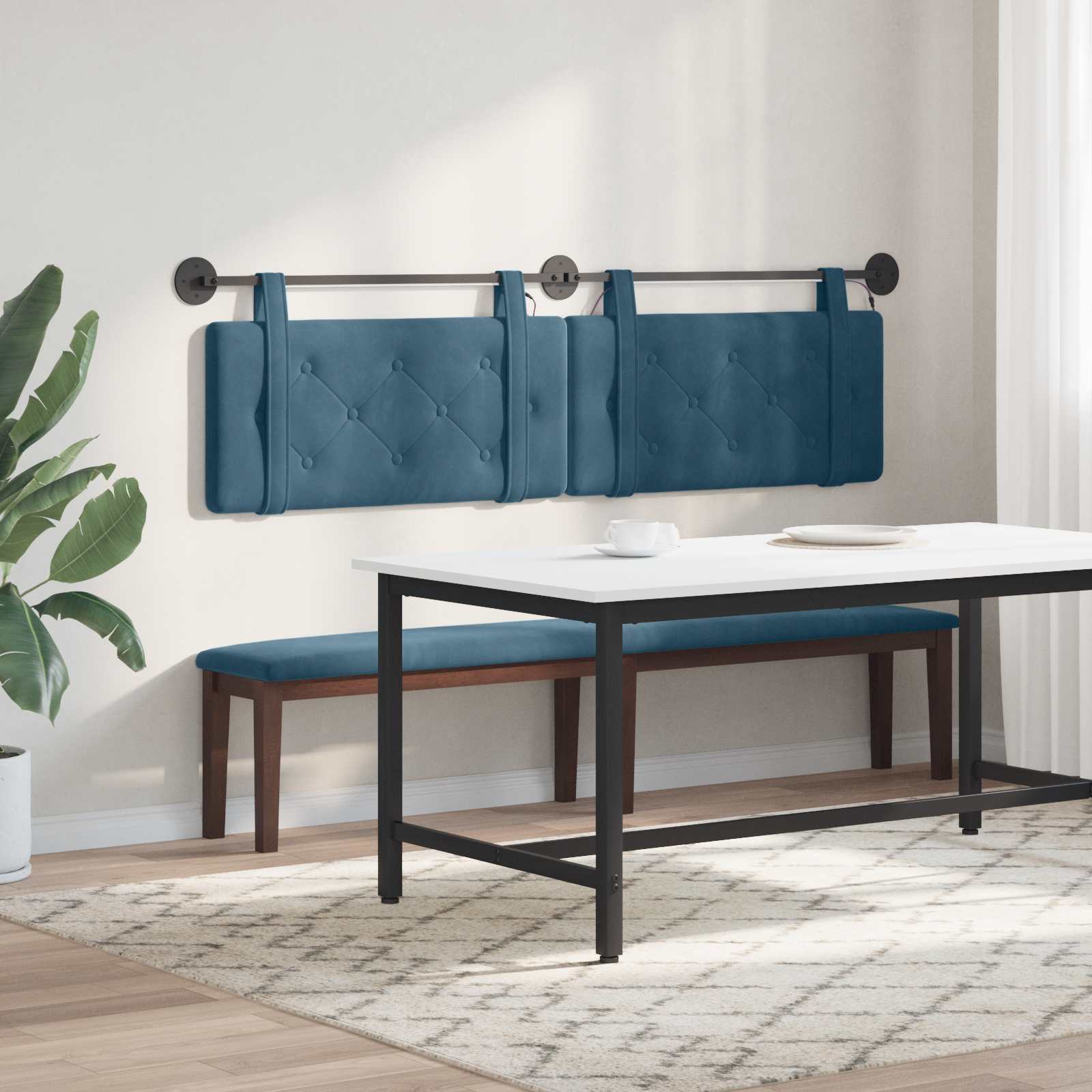 Tête de lit suspendue Avec lumière LED Bleu Velours - XIOS