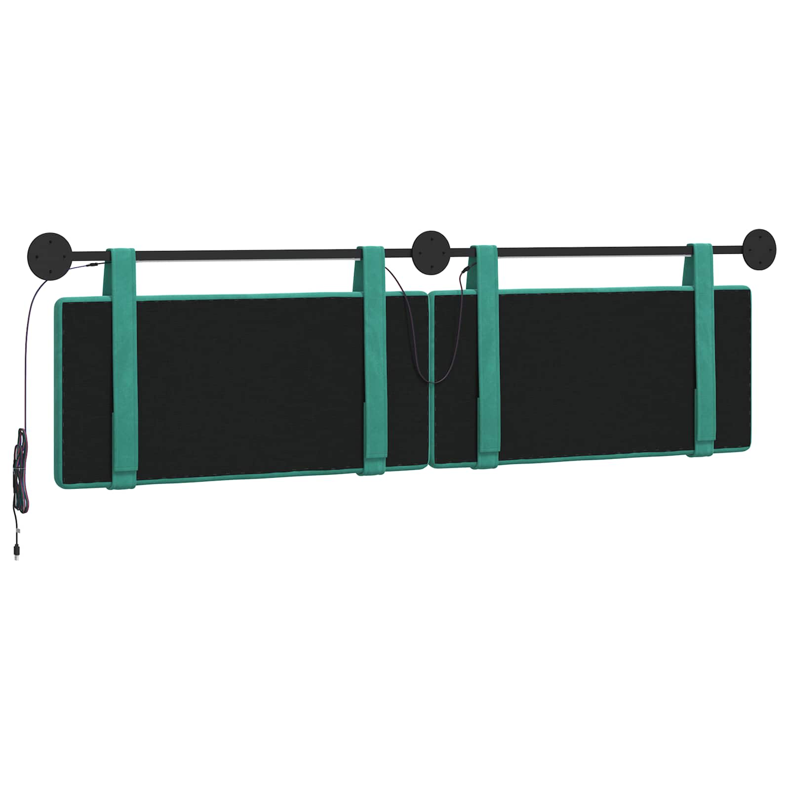 Tête de lit suspendue Avec lumière LED Turquoise Velours - XIOS
